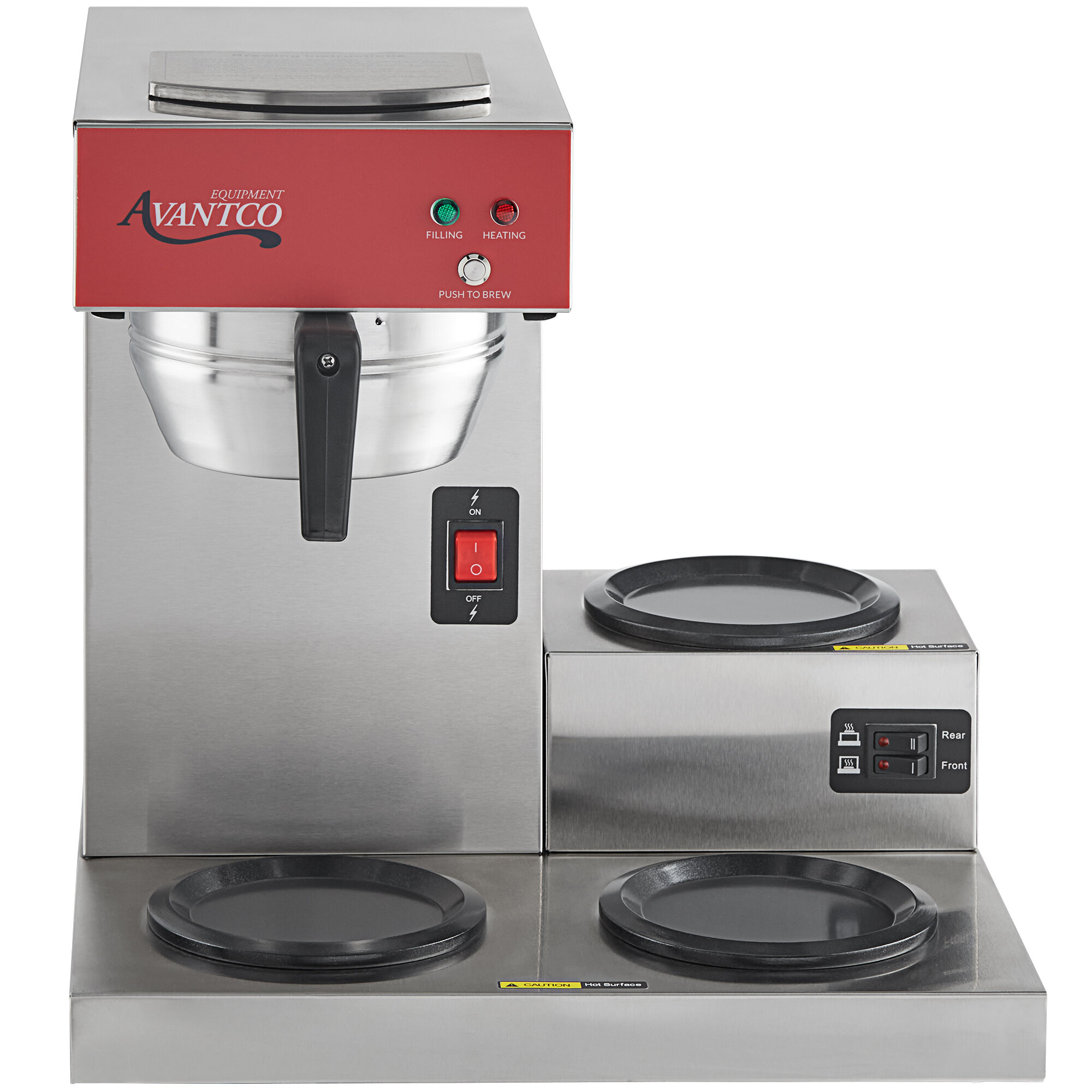 Avantco CMA3L Automatic Coffee Maker with 3 Lower Decanter Warmers