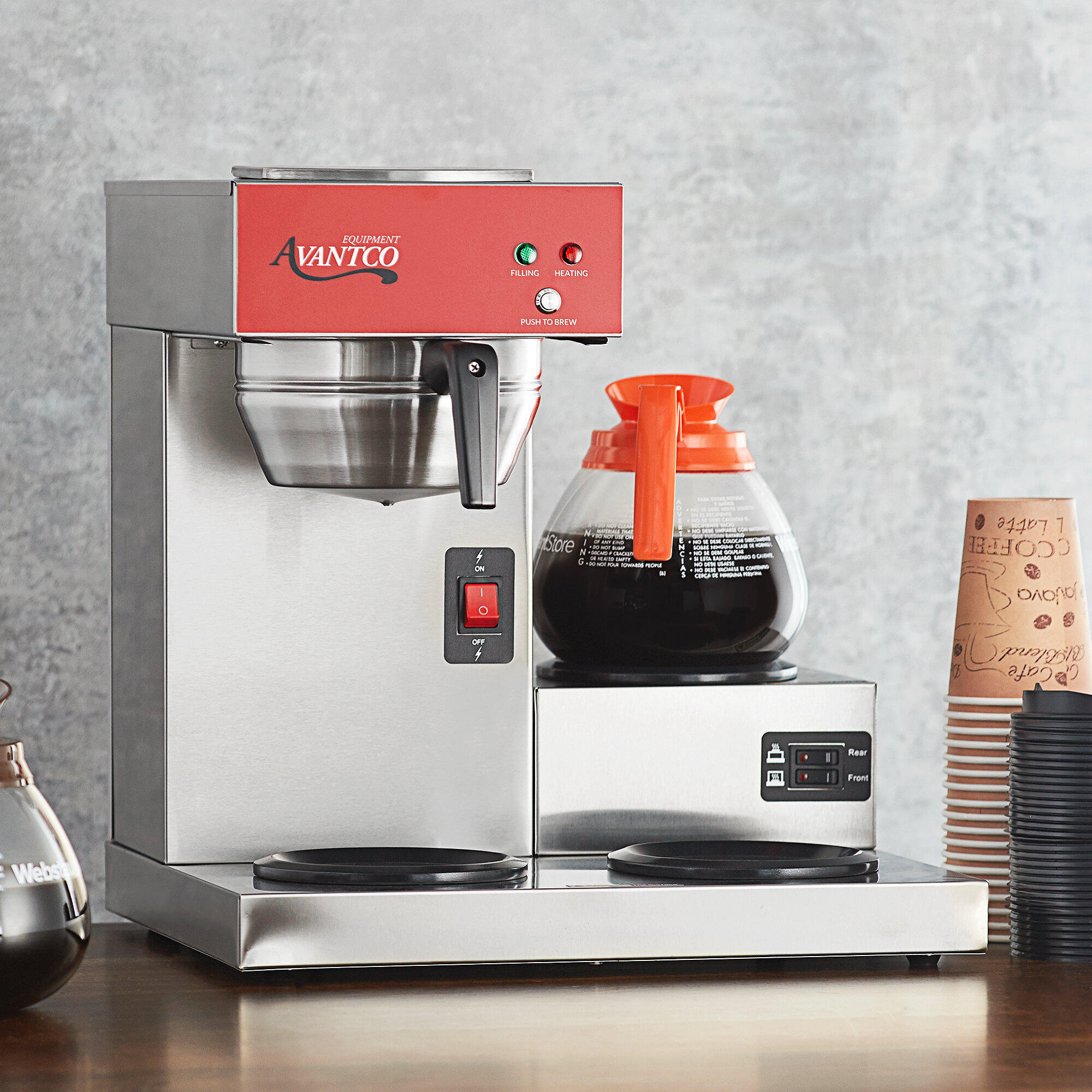 Avantco CMA3L Automatic Coffee Maker with 3 Lower Decanter Warmers