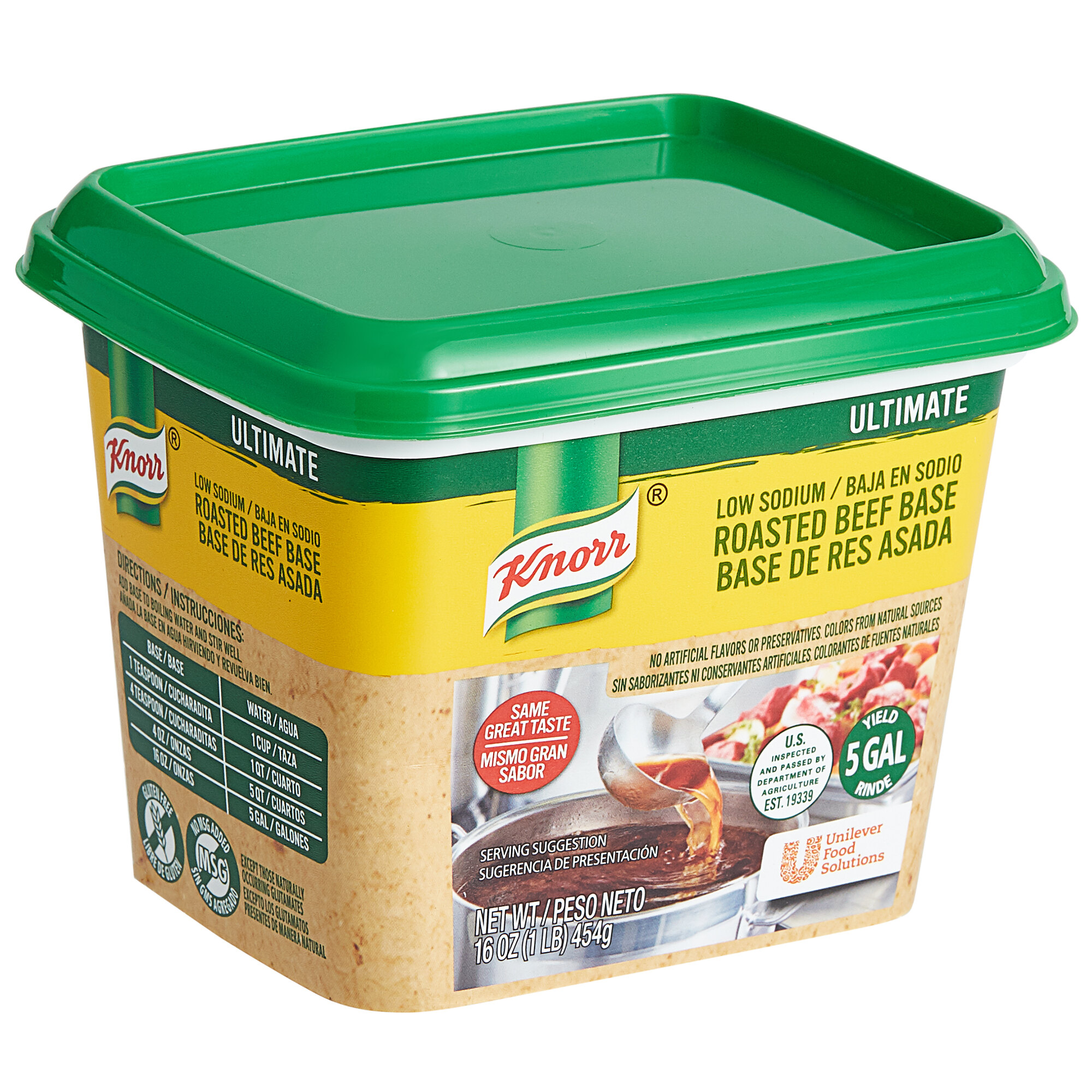 Knorr 1 lb. Ultimate Low Sodium Beef Bouillon Base 6/Case