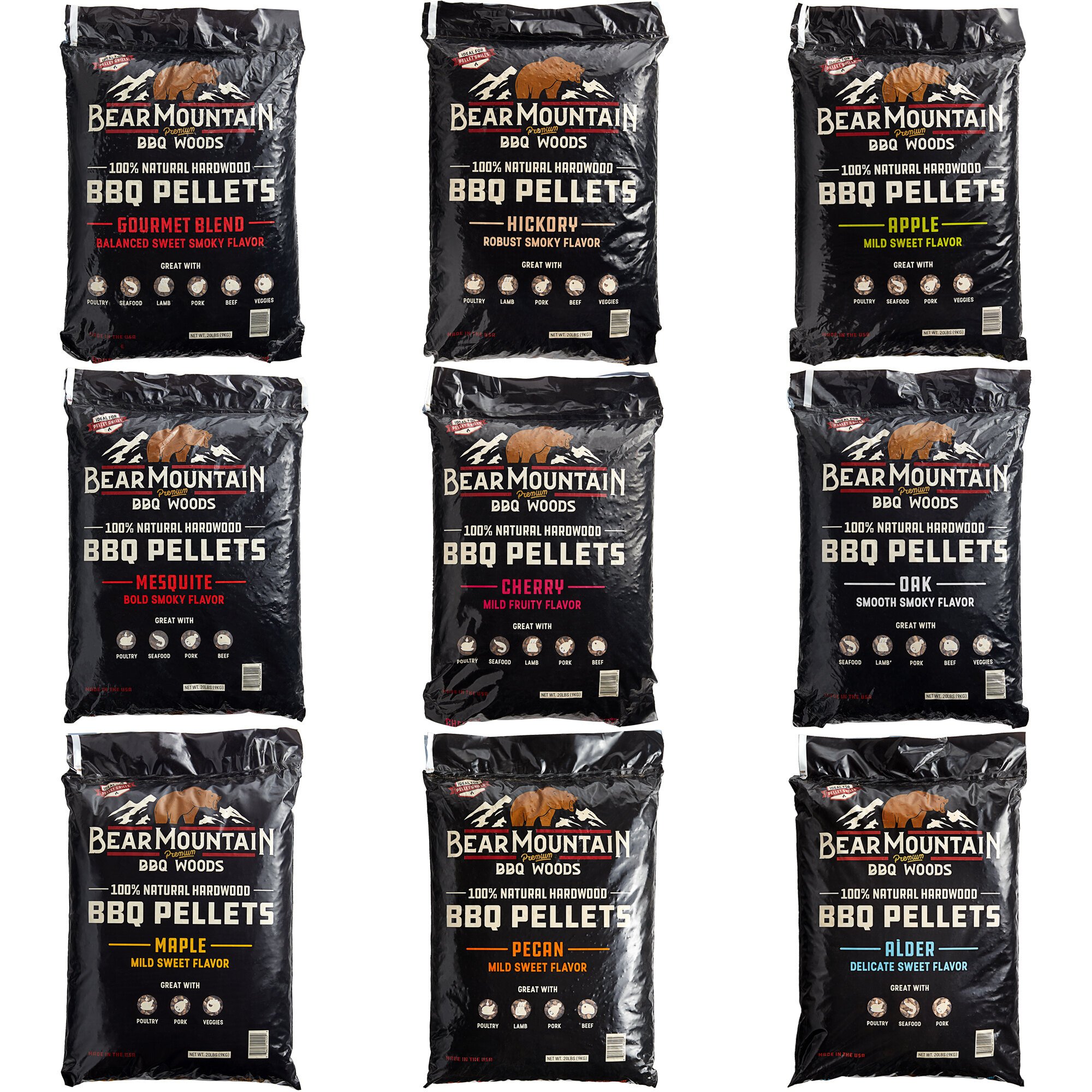 Bear Mountain 100 Natural Hardwood Oak BBQ Pellets 20 lb.
