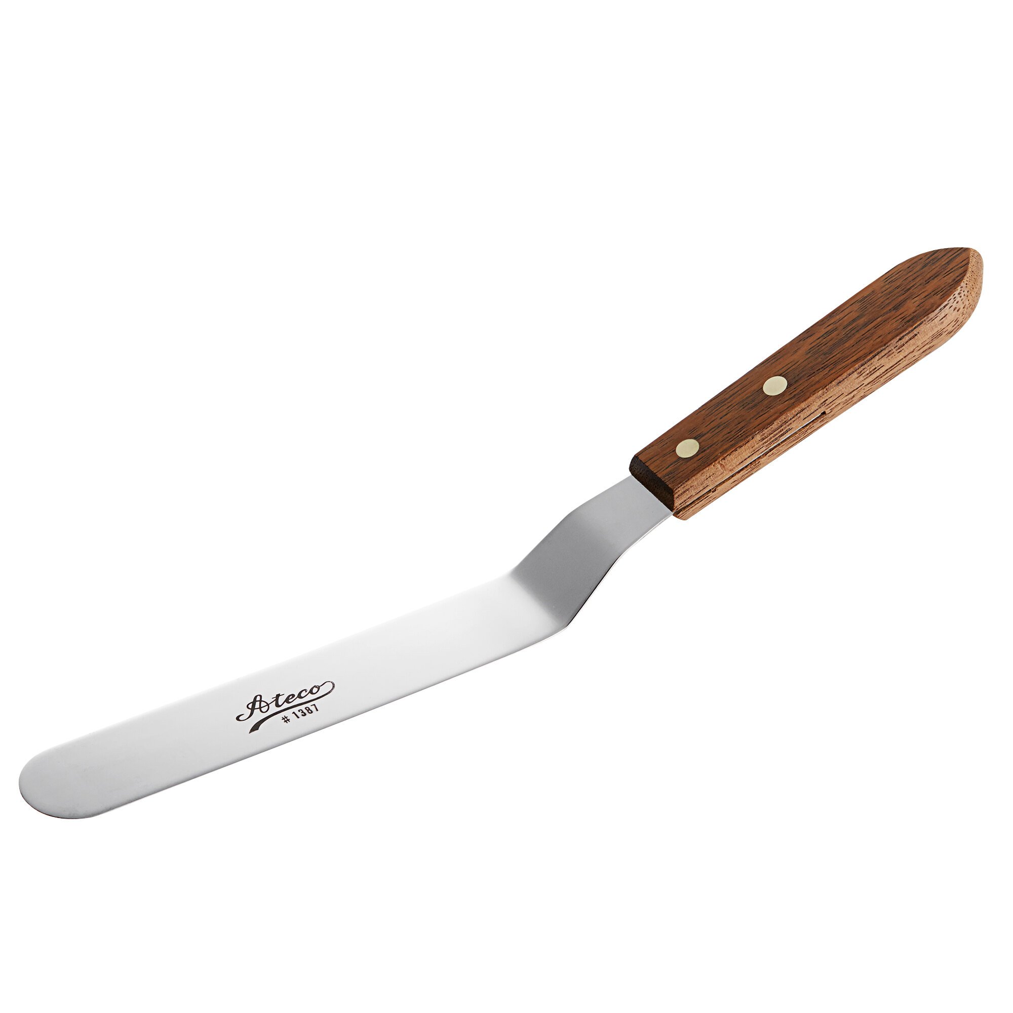 Ateco 1387 7 5/8" Blade Offset Baking / Icing Spatula with Wood Handle