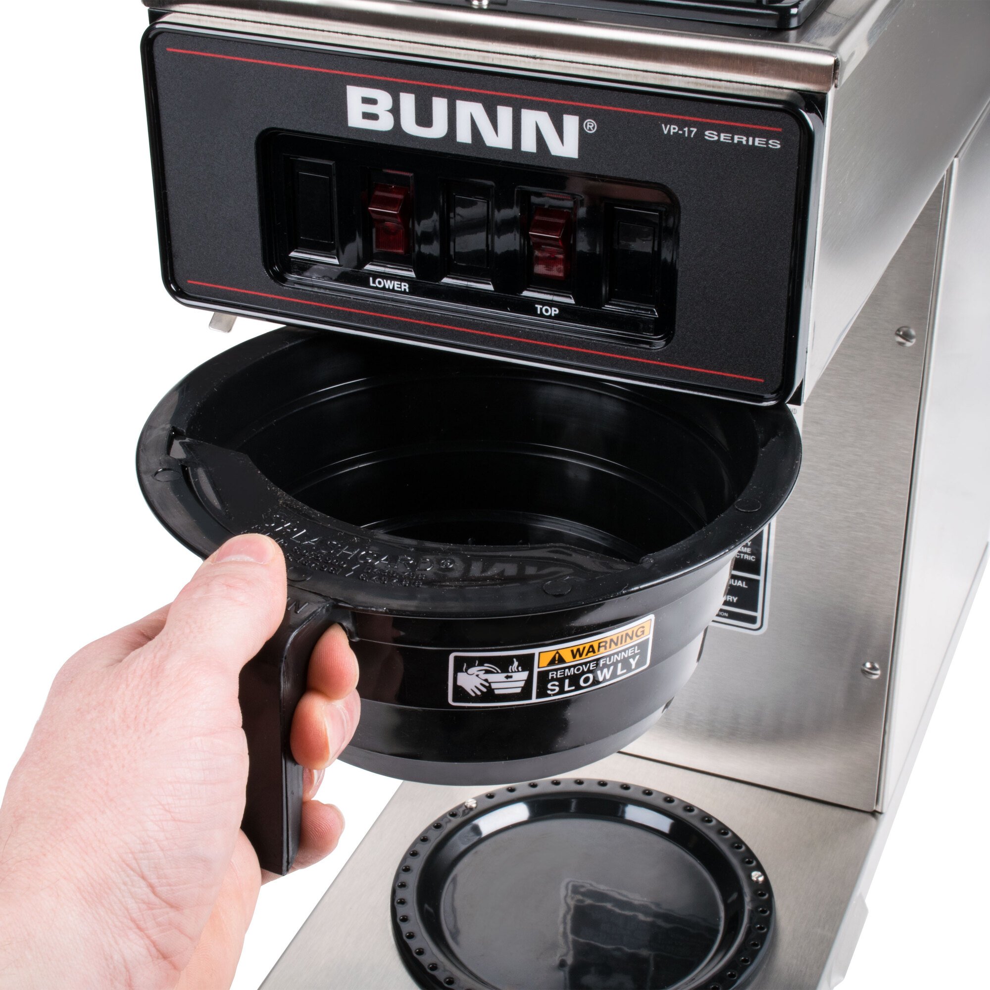 Bunn 13300.0002 VP172 SS Low Profile Pourover Coffee Brewer with 2 Warmers