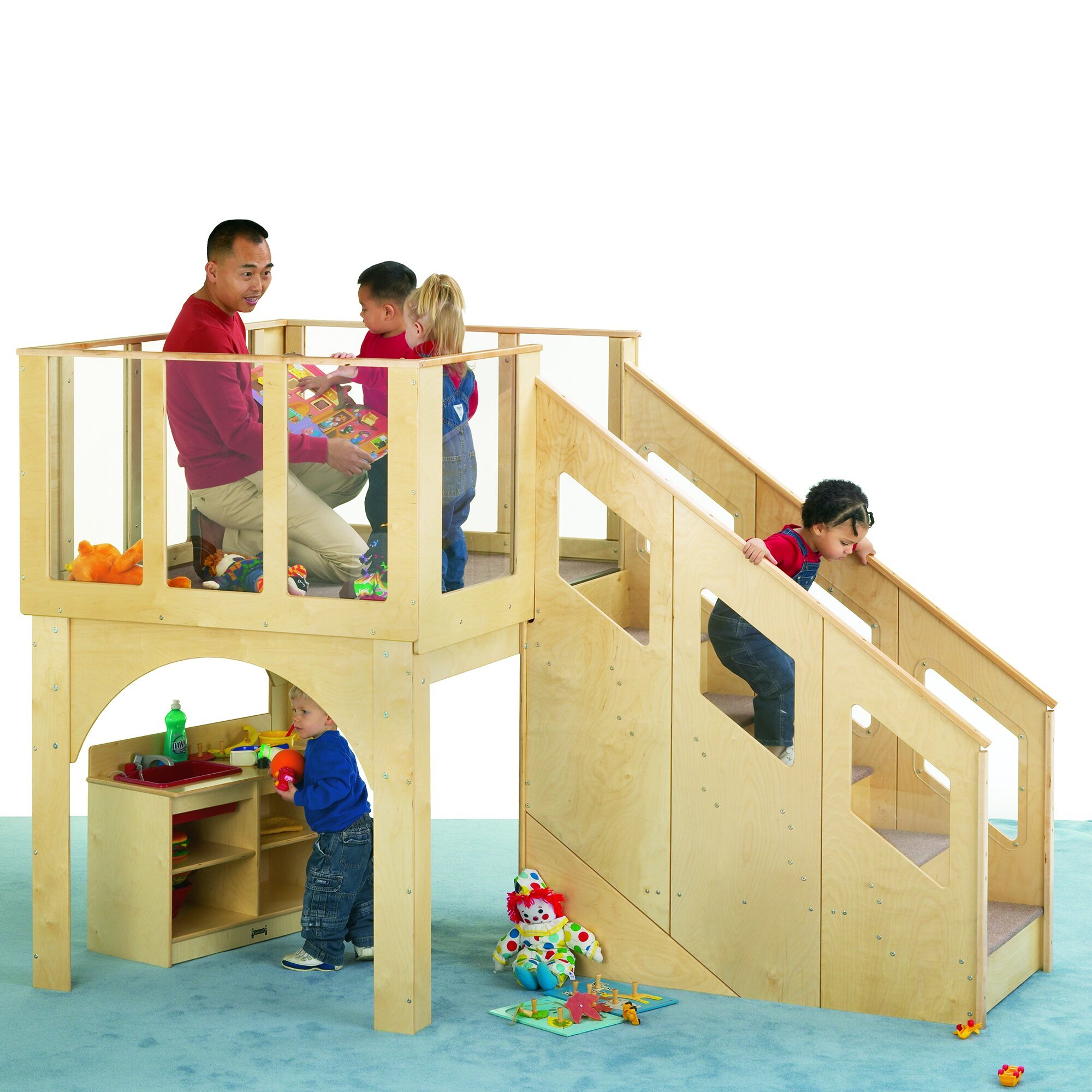 JontiCraft Baltic Birch Wood Play Loft 60" x 101" x 70"