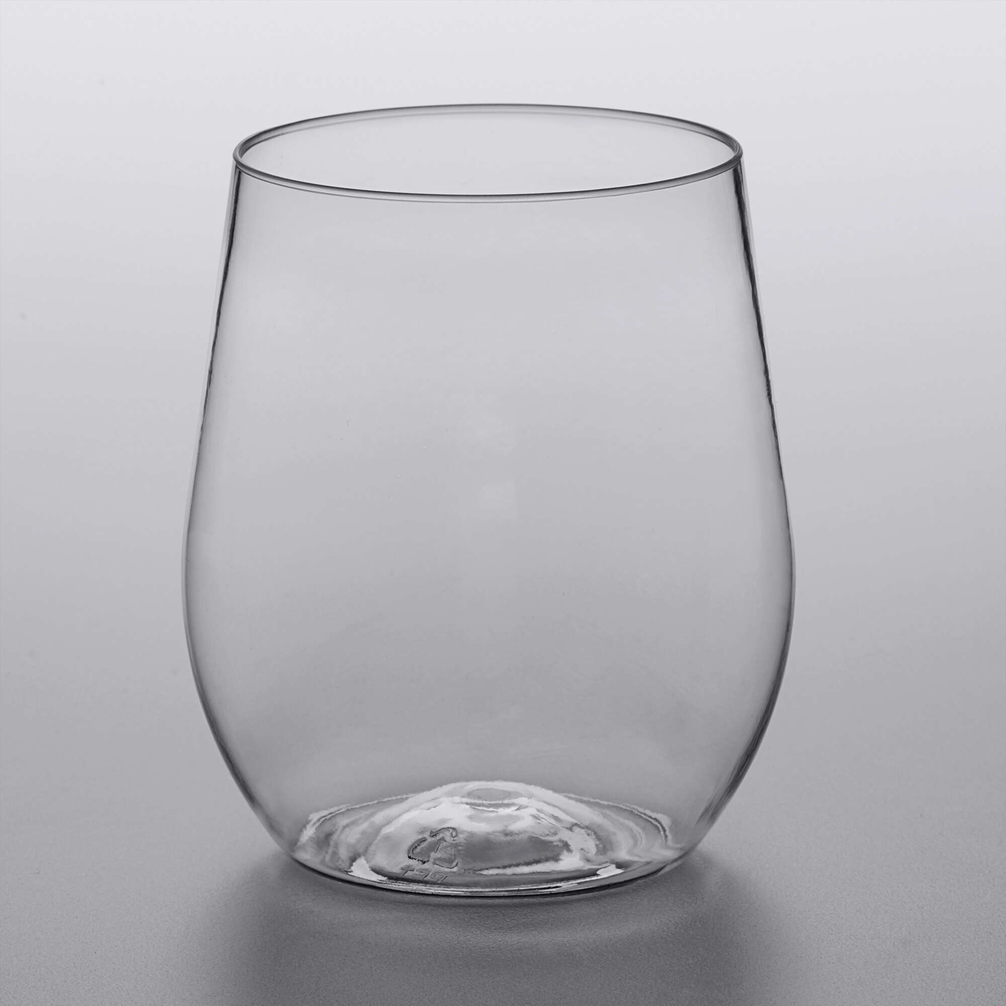 Visions 8 oz. Clear Plastic Stemless Wine Glass 16/Pack