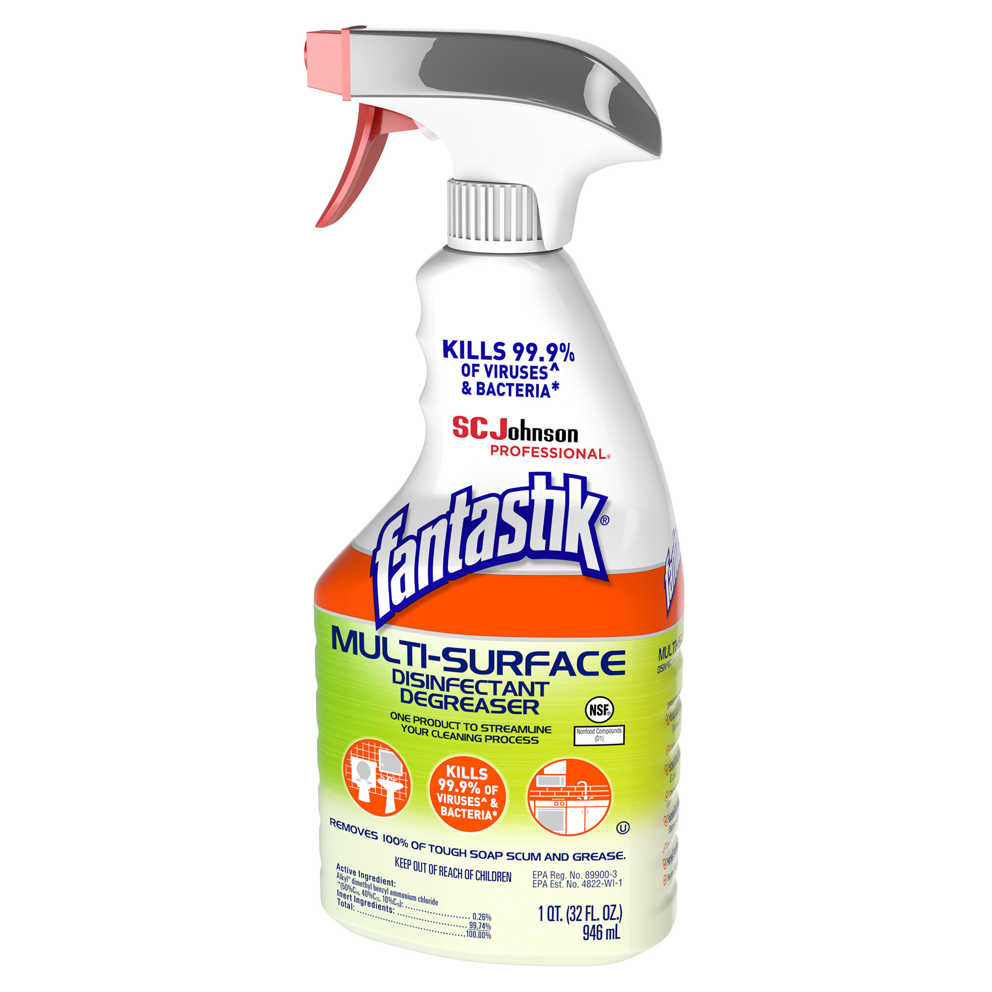 SC Johnson 311836 Fantastik® 32 oz. MultiSurface Disinfectant Degreaser