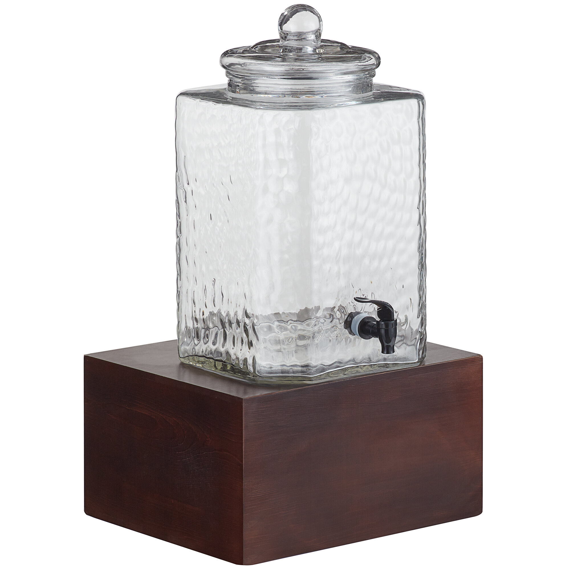 Acopa 5 Gallon Hammered Glass Beverage Dispenser with Wood Base