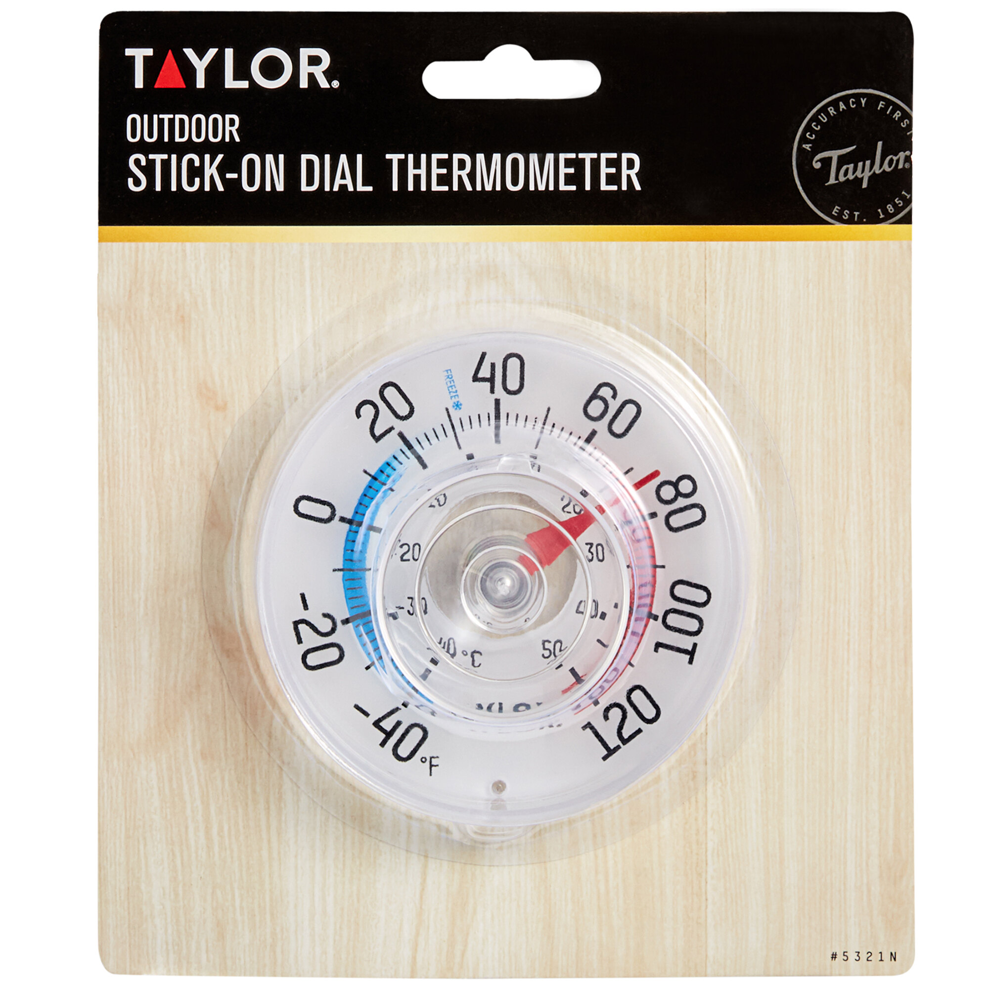 Taylor 5321N 3 1/2" Dial StickOn Outdoor Window Thermometer
