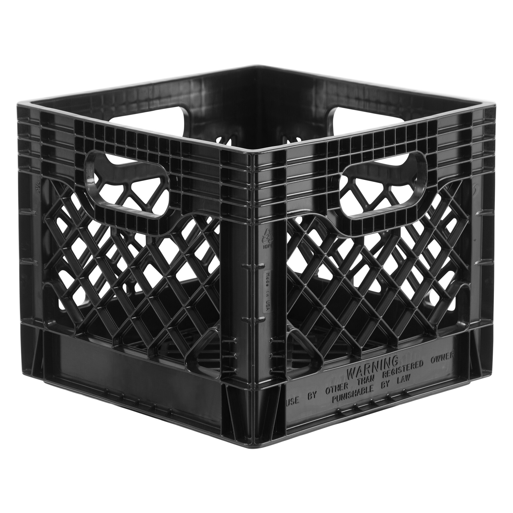 Orbis DY16 Black 16 Qt. Square Milk Crate 13 1/8" x 13 1/8" x 11"