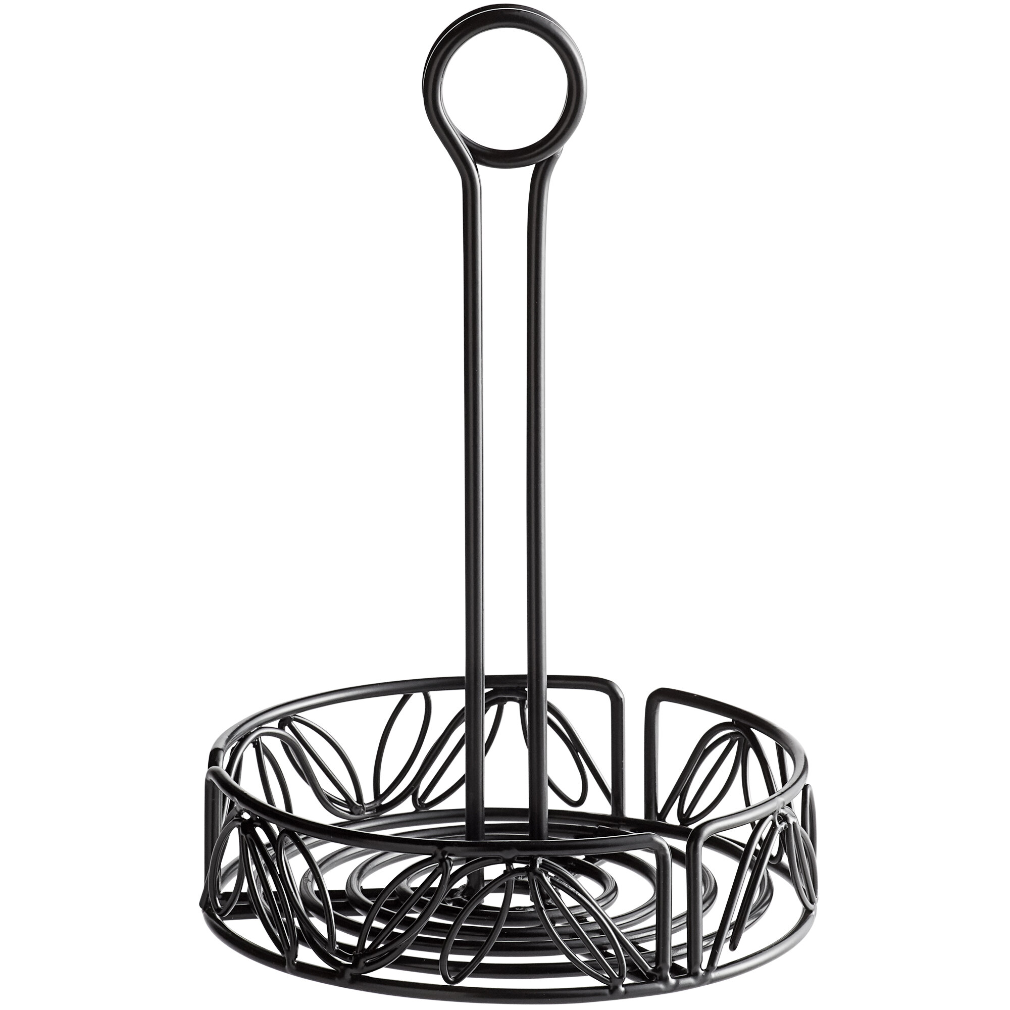 American Metalcraft LDCC16 Black Round Wrought Iron Leaf Design ...