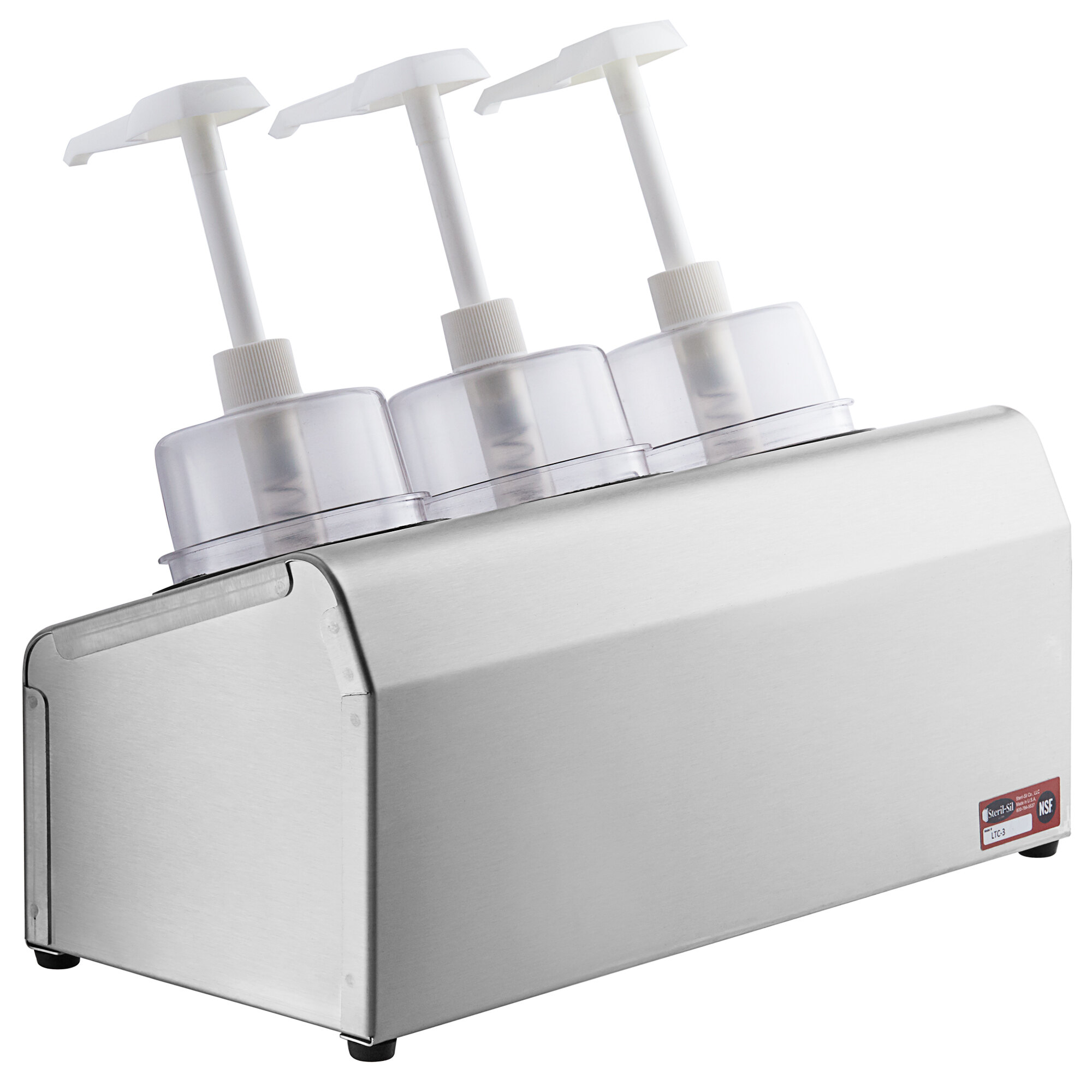 SterilSil 30 oz. Stainless Steel Condiment Dispenser Kit with White Cylinders and