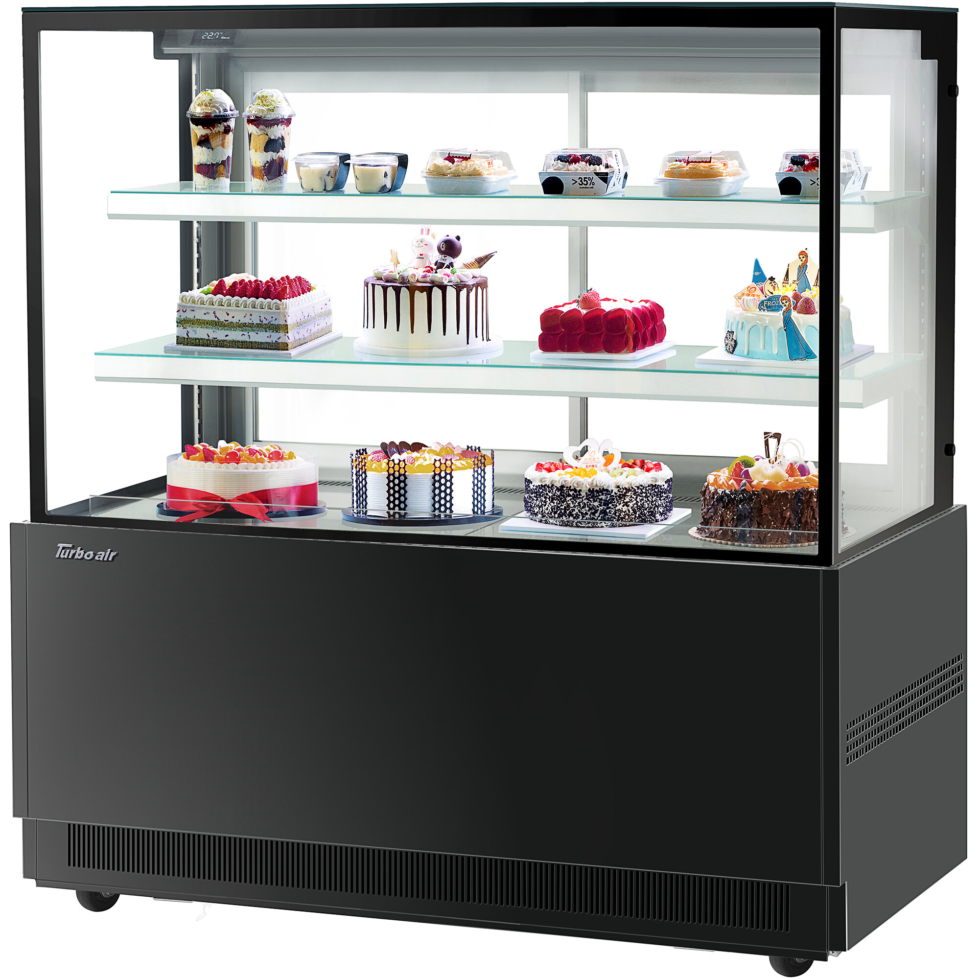 Turbo-Air TBP60-54NN 59" Square Glass Three Tier Black Refrigerated ...