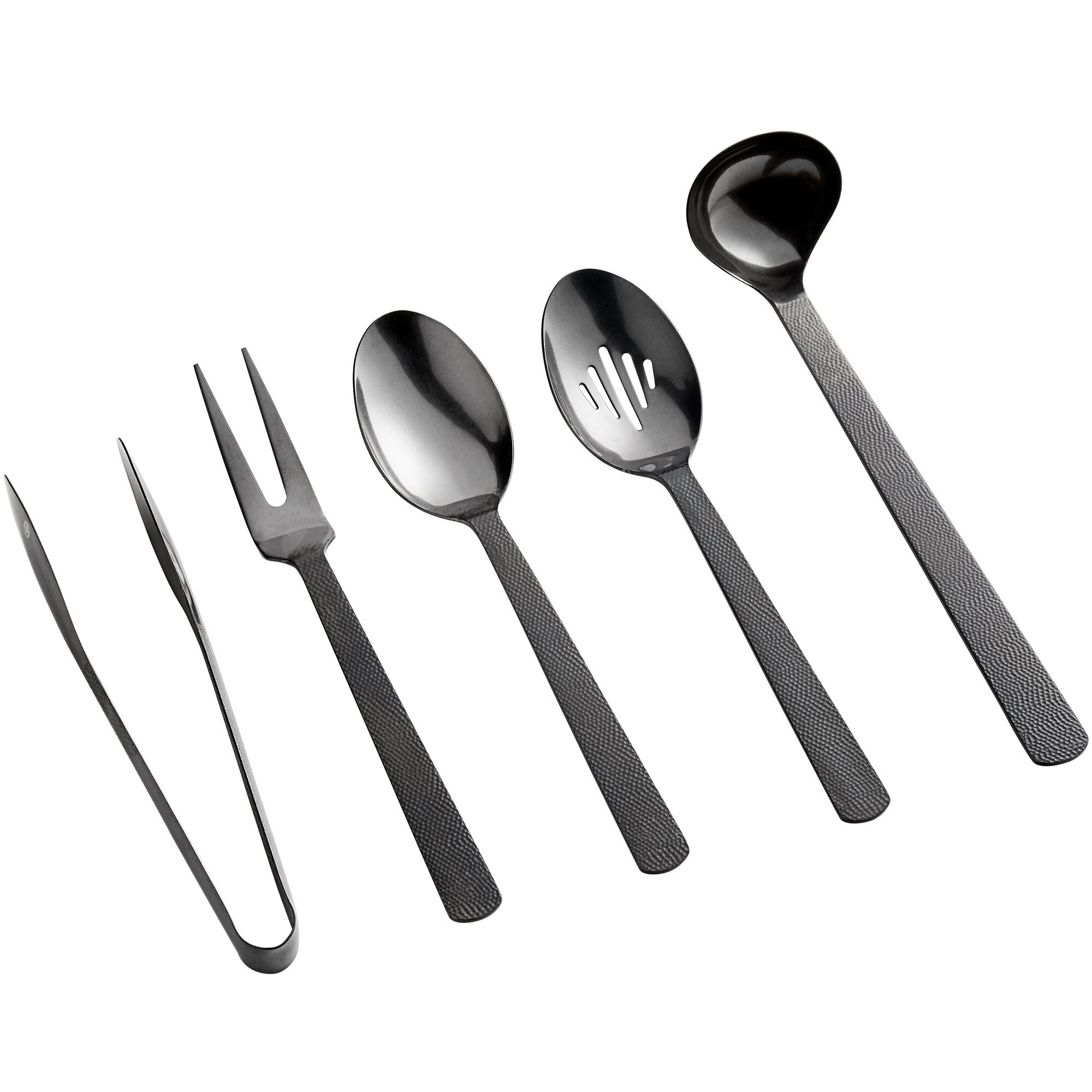 American Metalcraft 5-piece Hammered Black Vintage Serving Utensil Set