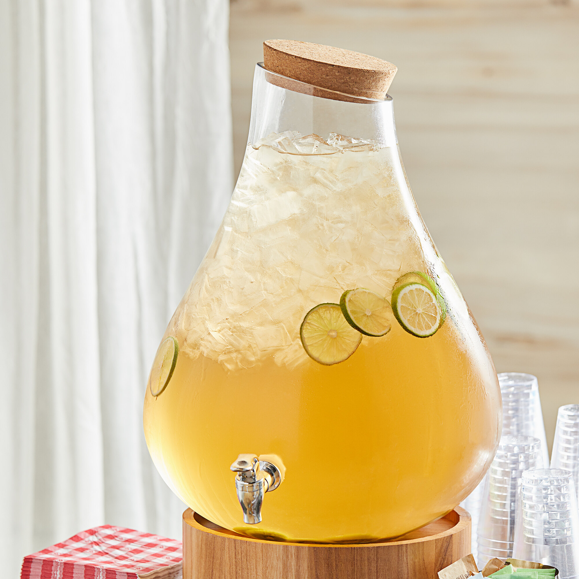 Acopa 4 Gallon Raindrop Glass Beverage Dispenser with Cork Lid and Spigot