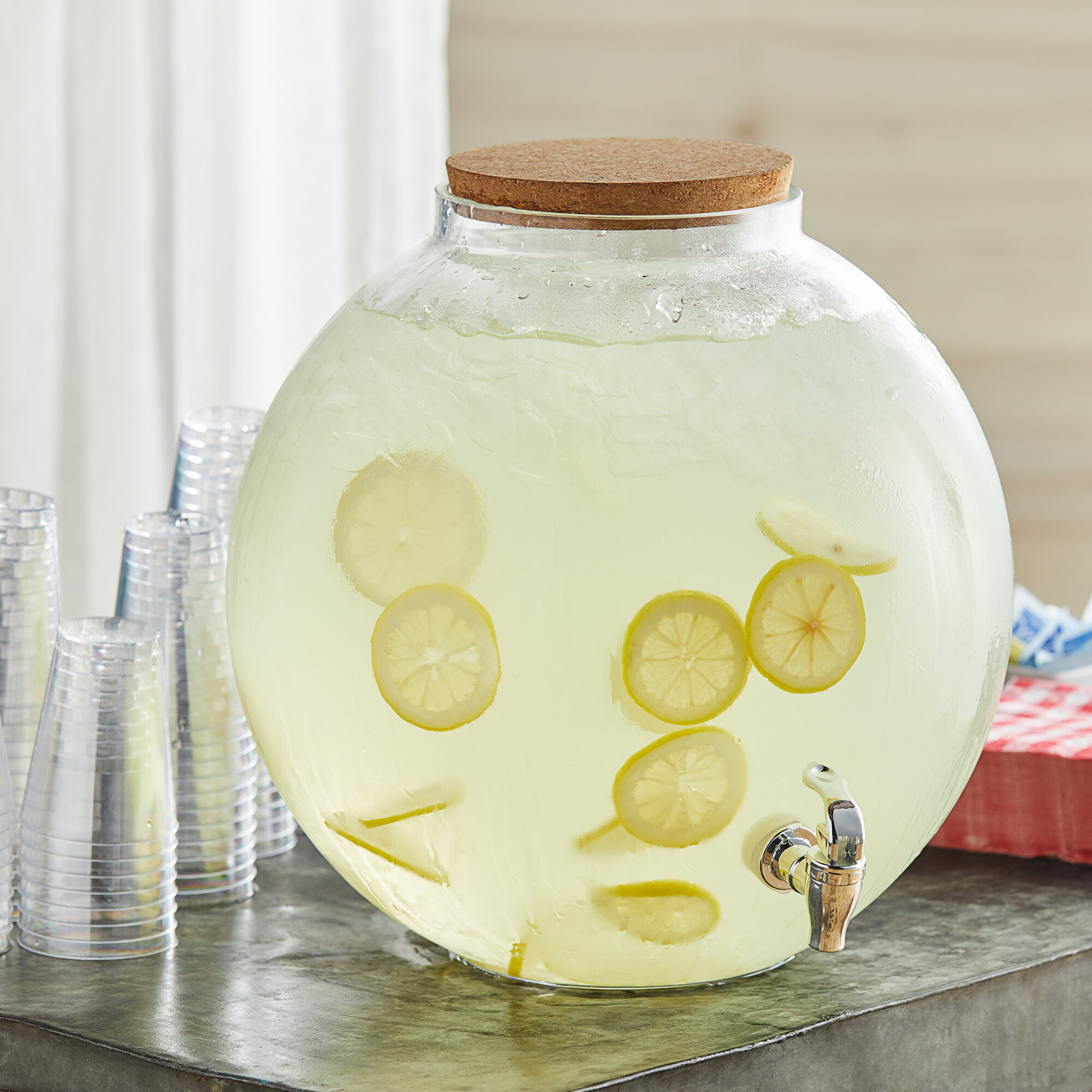 Acopa 5 Gallon Fishbowl Beverage Dispenser with Cork Lid