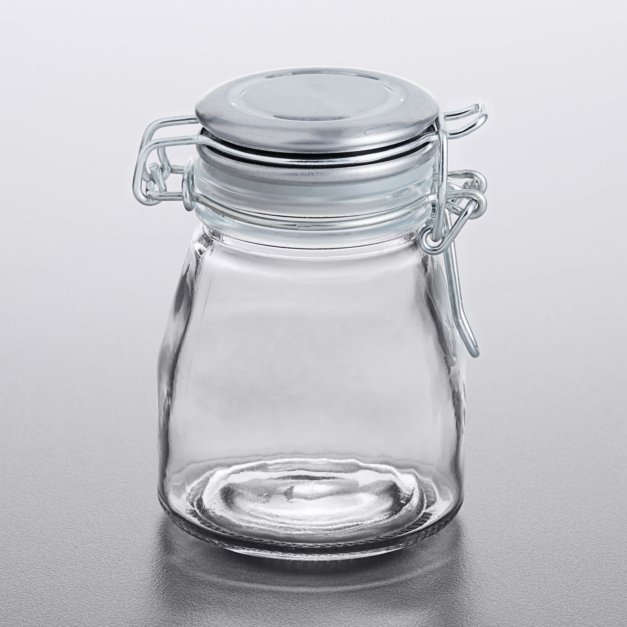 Tablecraft 10107 3 oz. Glass Condiment Jar with Stainless Steel Lid and ...