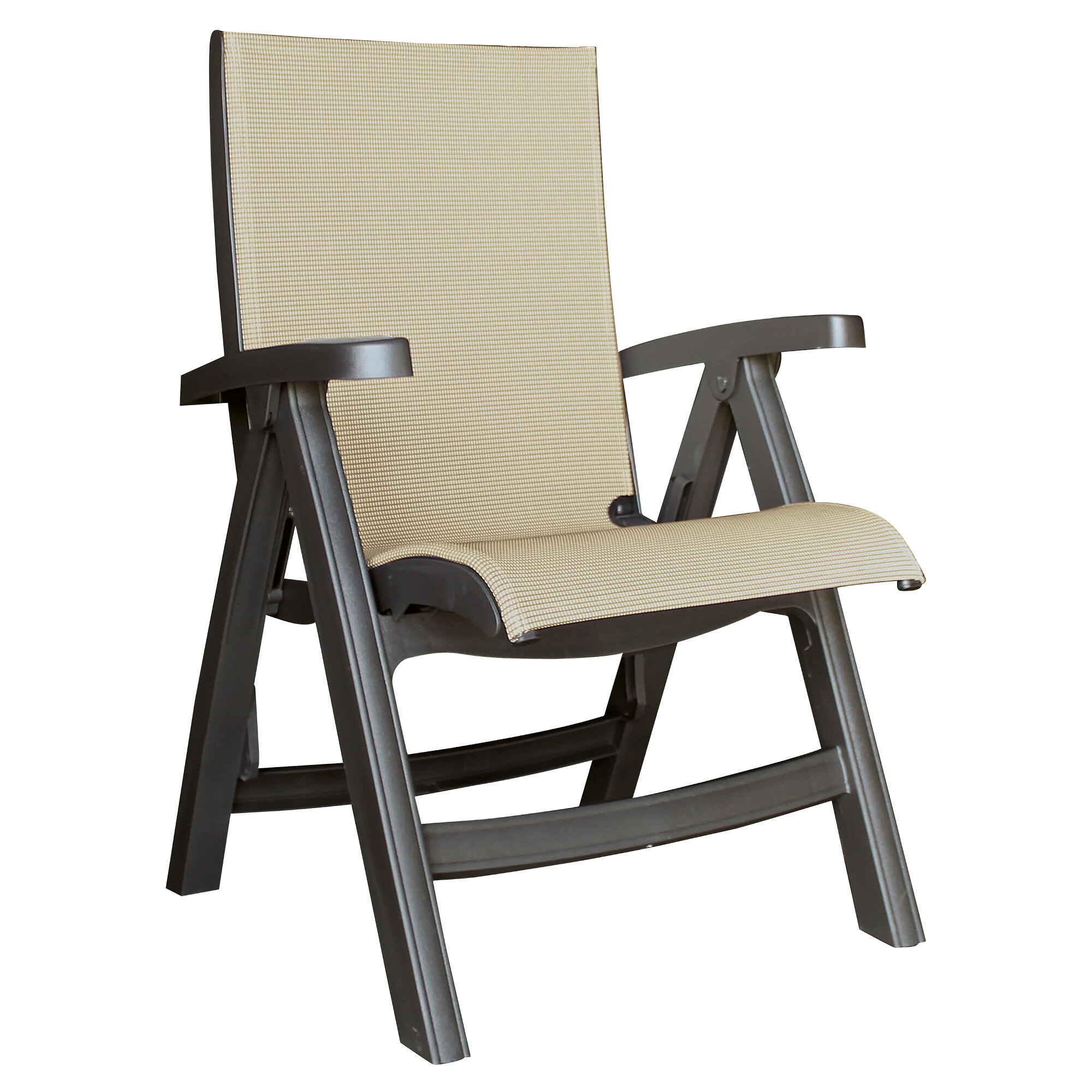 Grosfillex UT002002 Jamaica Beach Gray Tweed / Charcoal Midback Folding