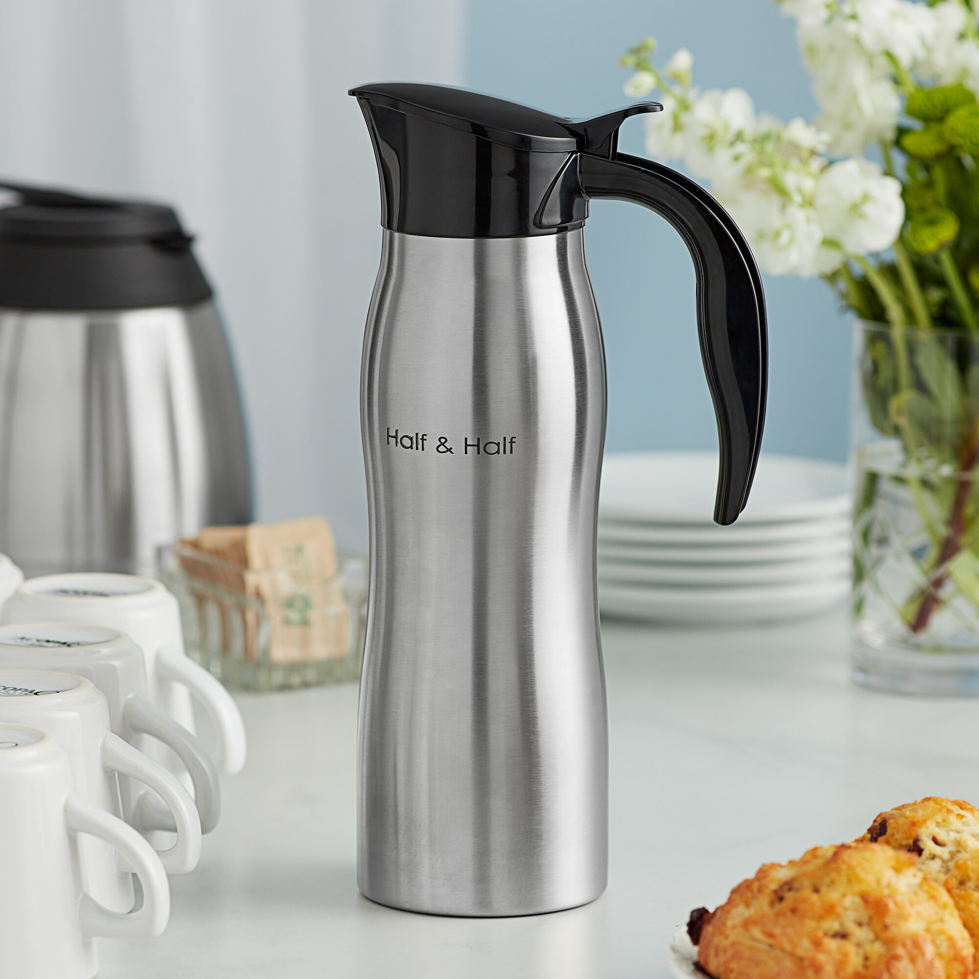 Choice 33 oz. Stainless Steel Half & Half Thermal Carafe / Server