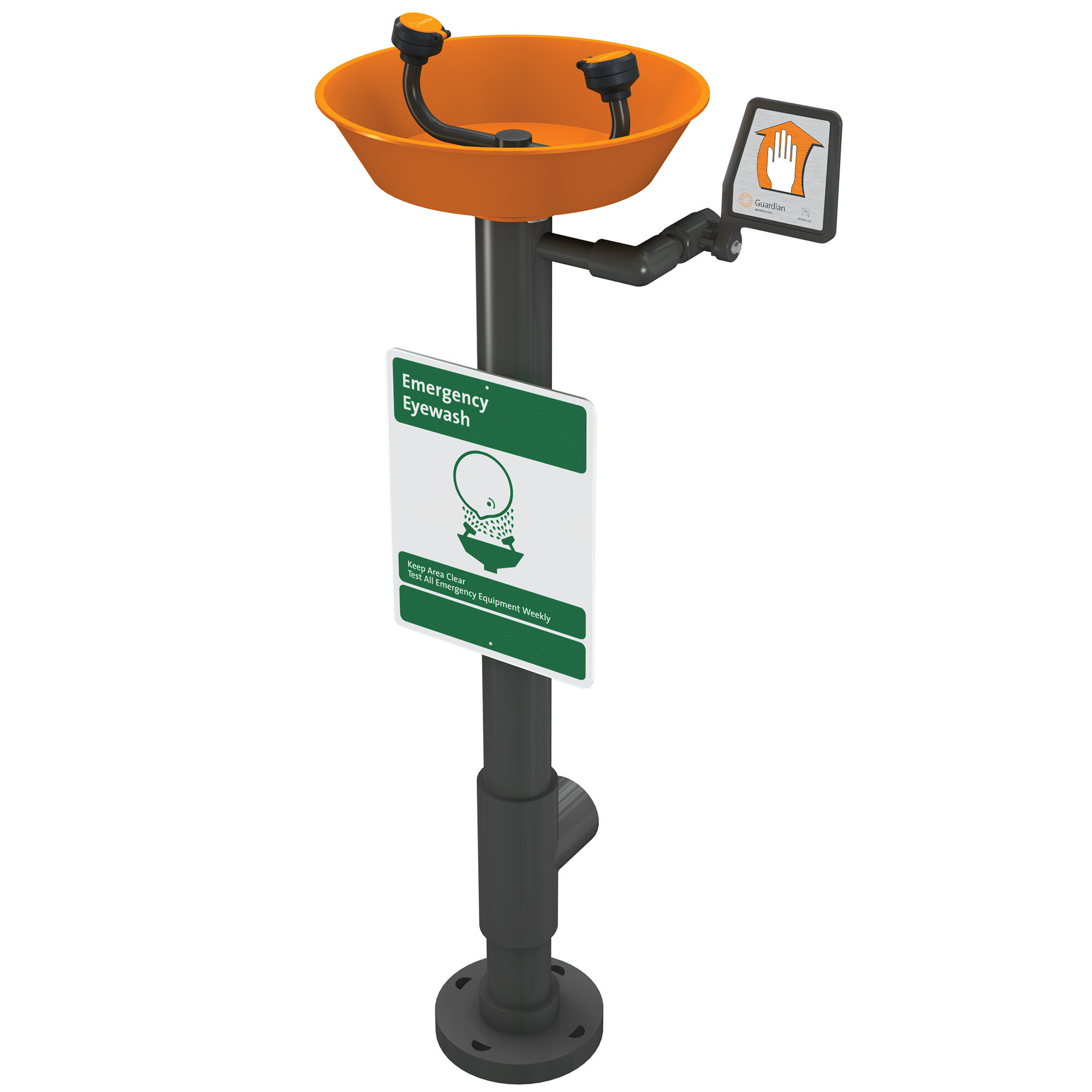 Guardian Equipment G1896 Pedestal Mounted All PVC Eyewash Station with Bowl