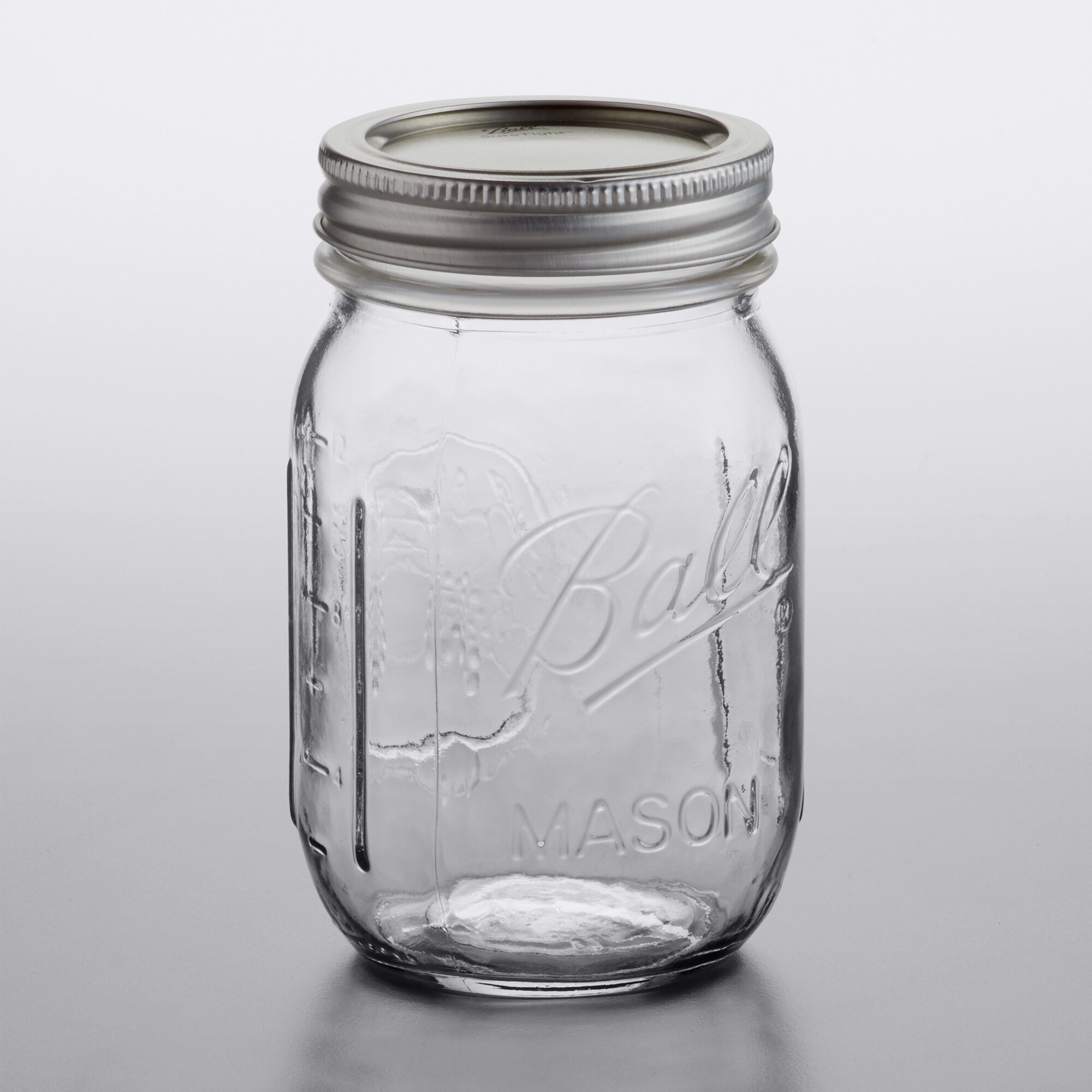 Ball 61000 16 Oz Pint Regular Mouth Glass Canning Jar With Silver