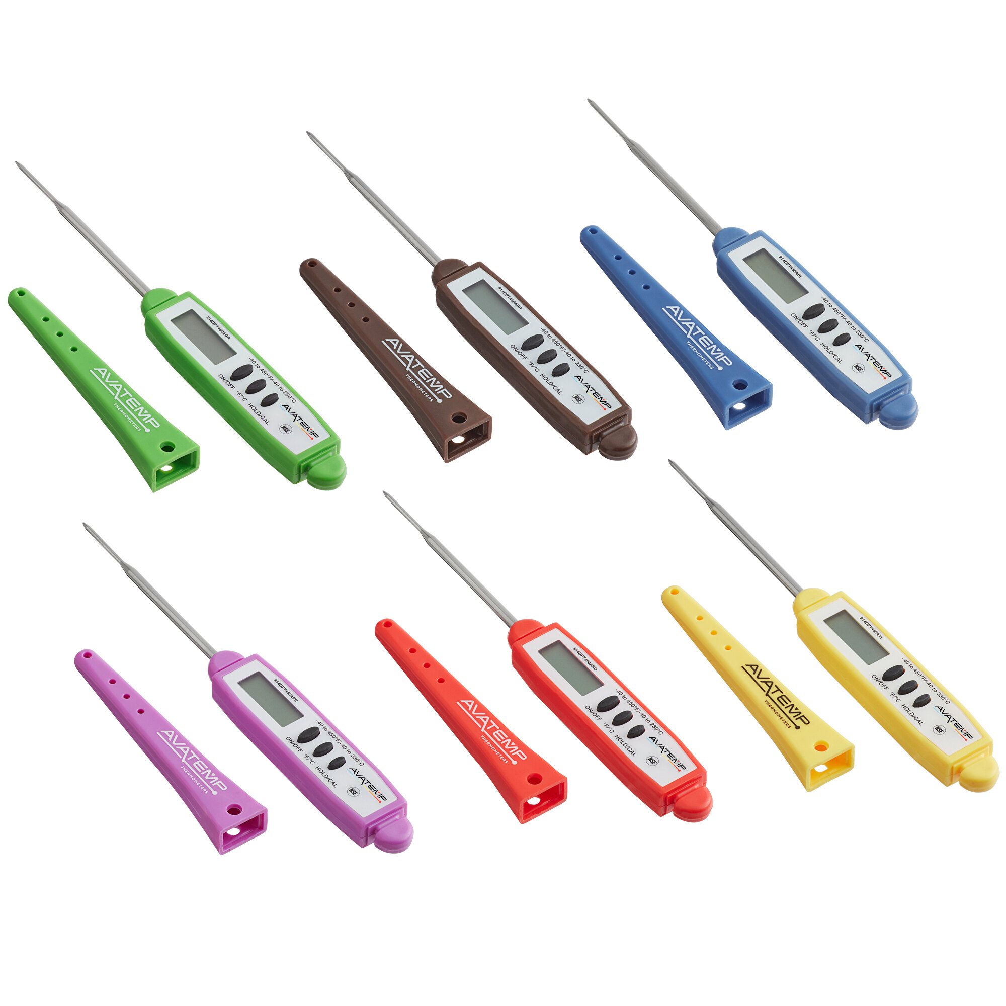 AvaTemp 2 3/4" HACCP Waterproof Digital Pocket Probe Thermometers 6/Set