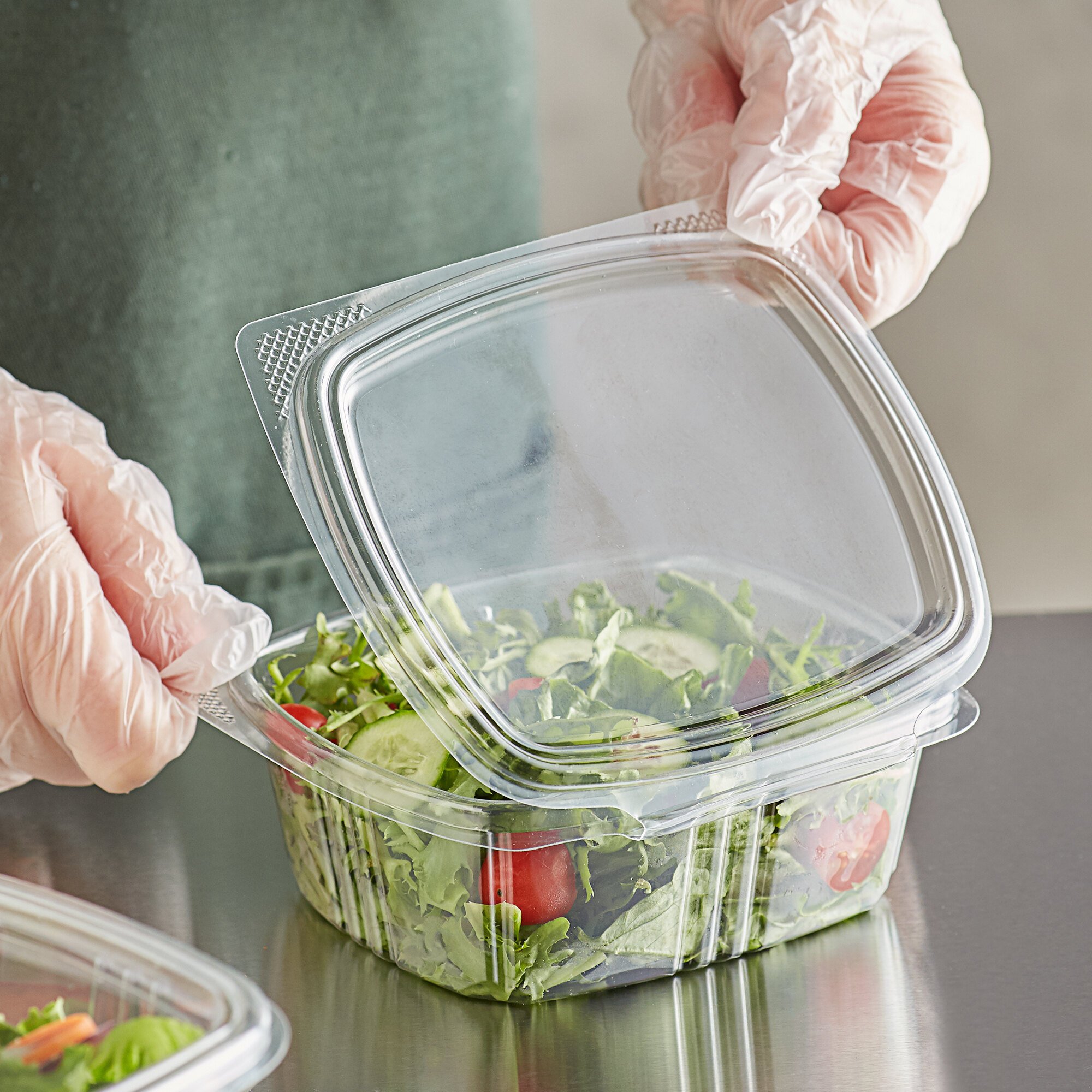 Choice 12 oz. Clear RPET Hinged Deli Container - 200/Case