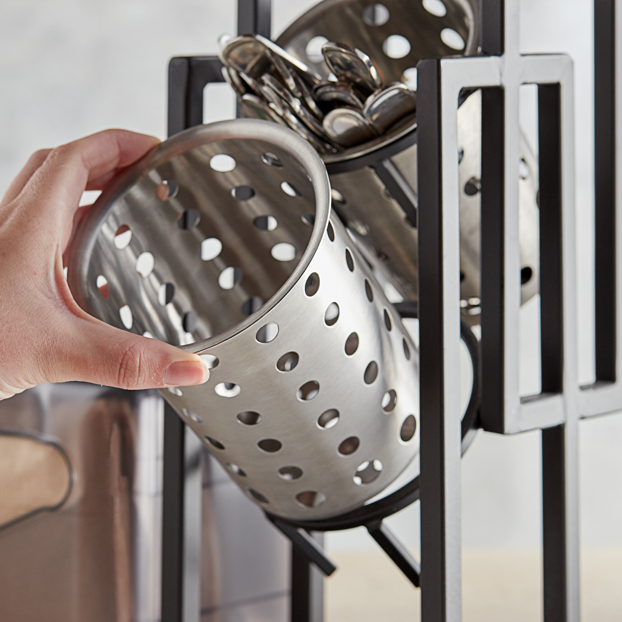 Tablecraft 34 Perforated Stainless Steel Flatware Cylinder