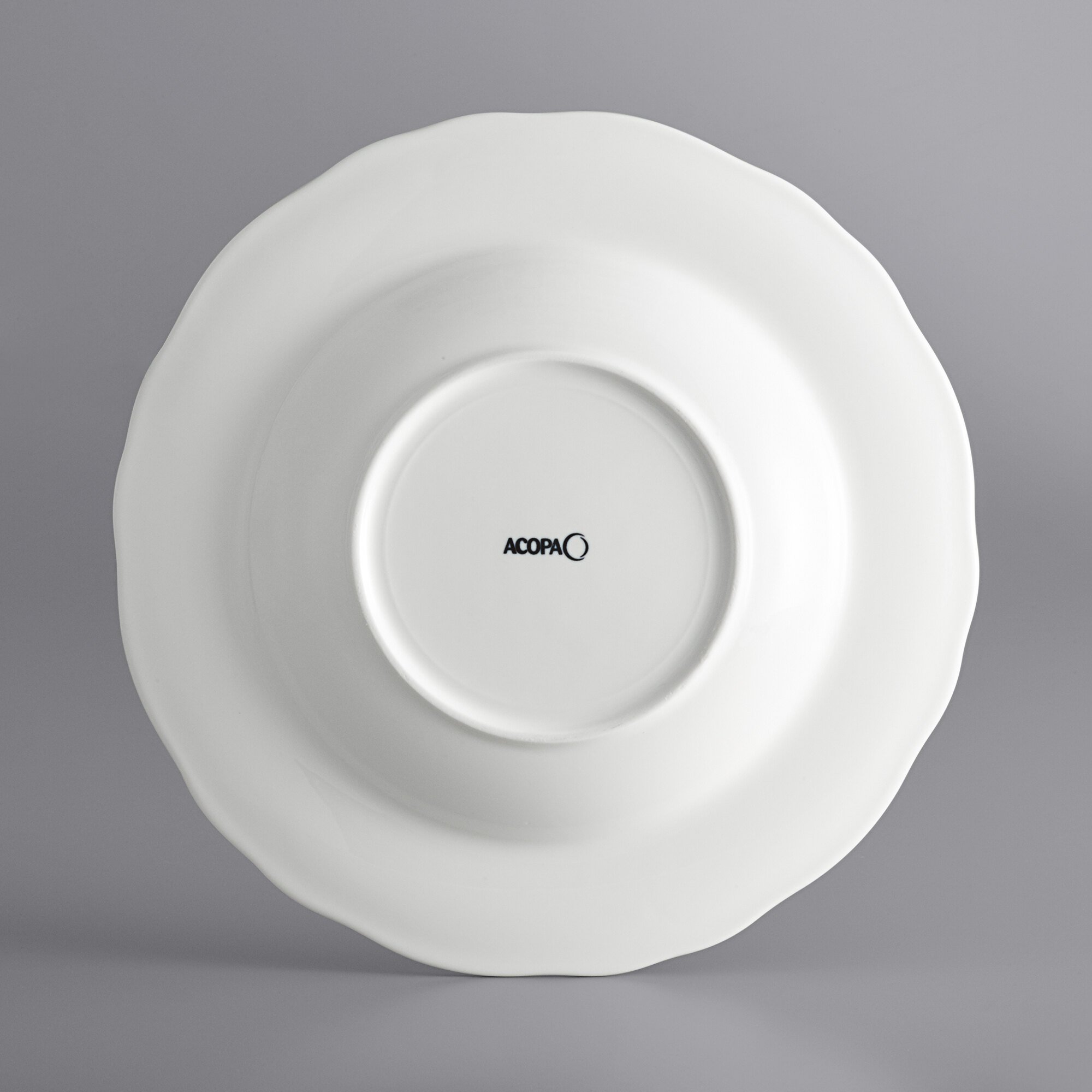 Acopa Condesa 28 oz. Pearl White Scalloped Wide Rim Porcelain Pasta ...