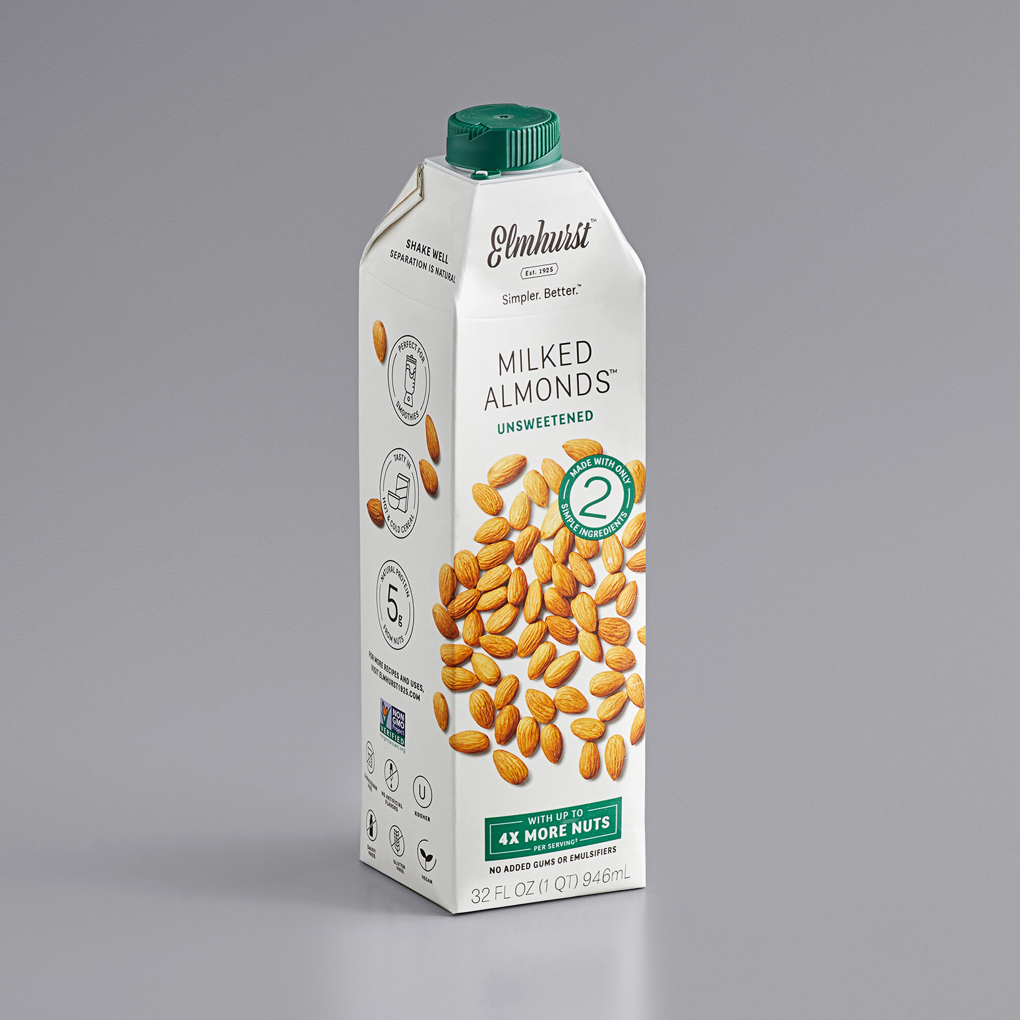Elmhurst's Unsweetened Milked Almonds 32 oz. Container