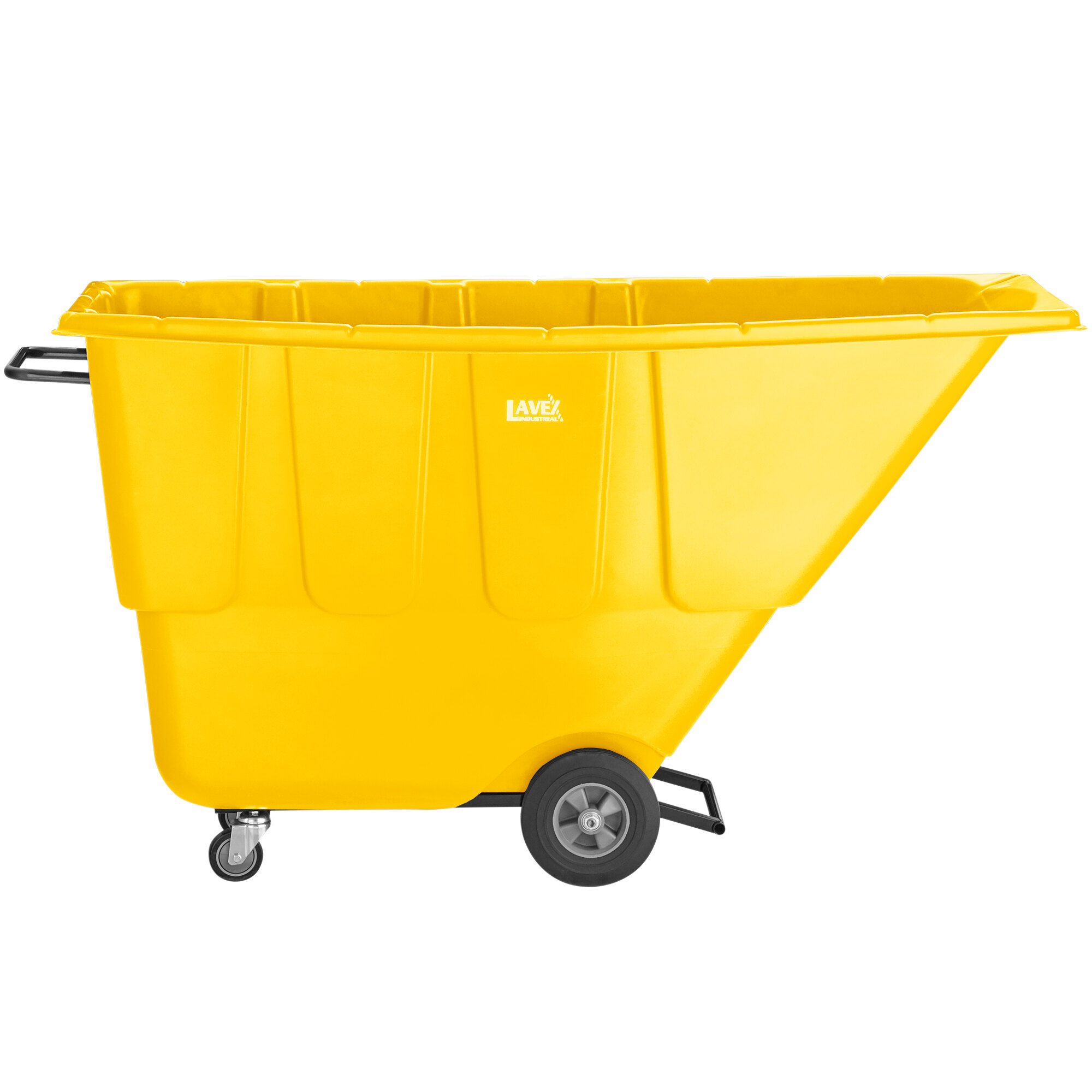 yellow garbage truck