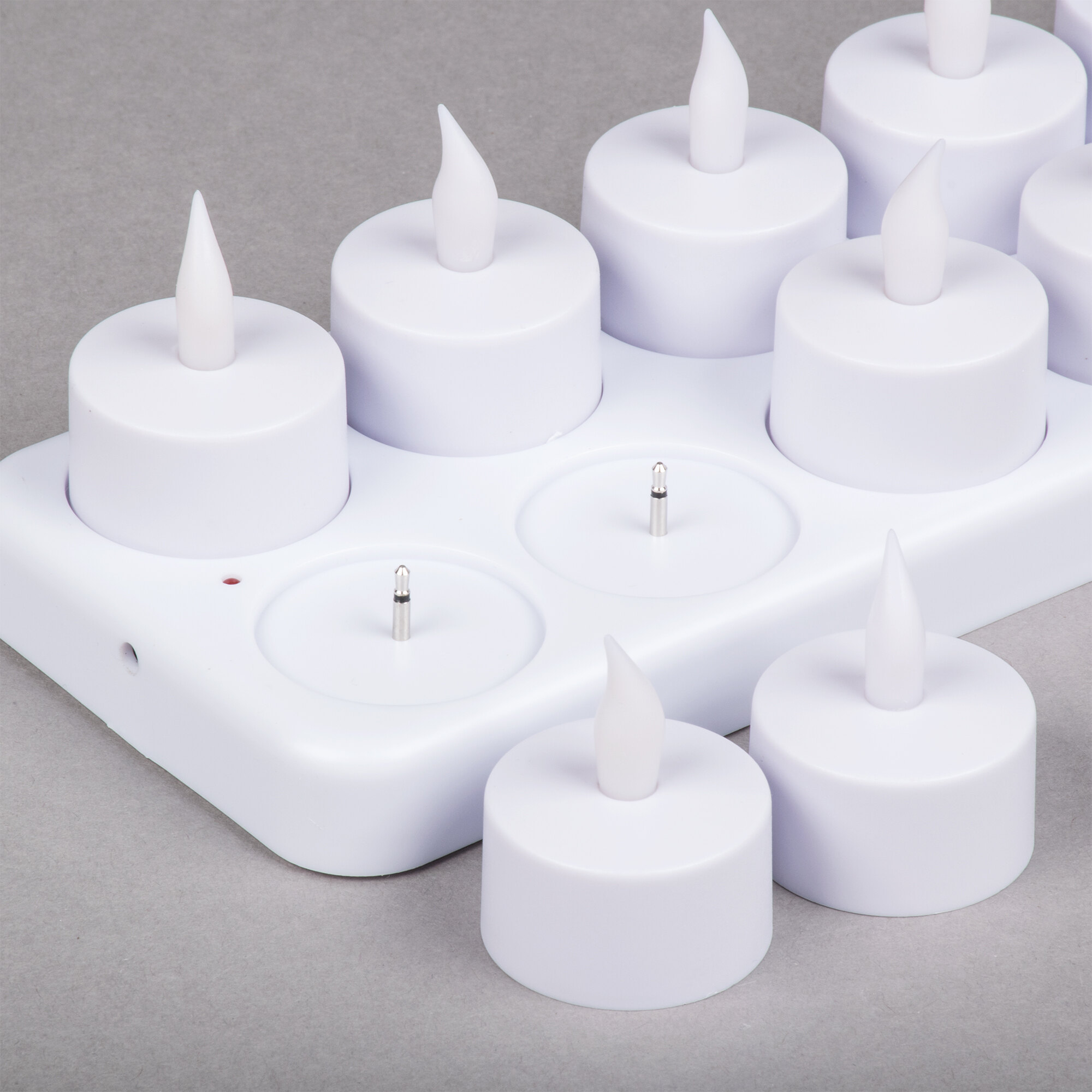 12Piece Set Flameless Rechargeable Tea Light Candles with Frosted