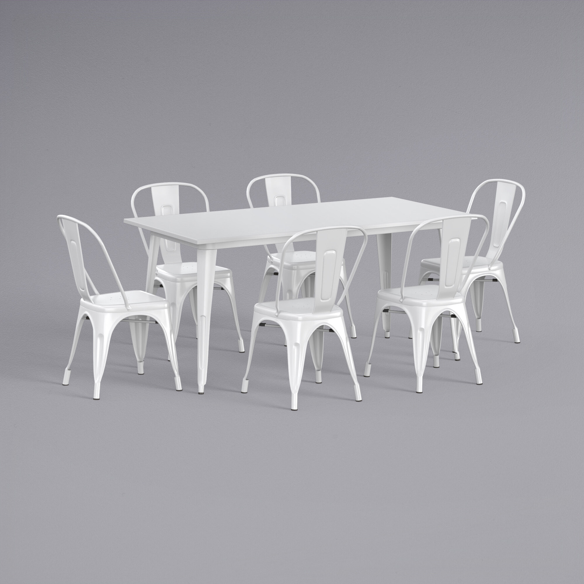 Lancaster Table & Seating Alloy Series 63" x 32" Rectangle White Dining ...