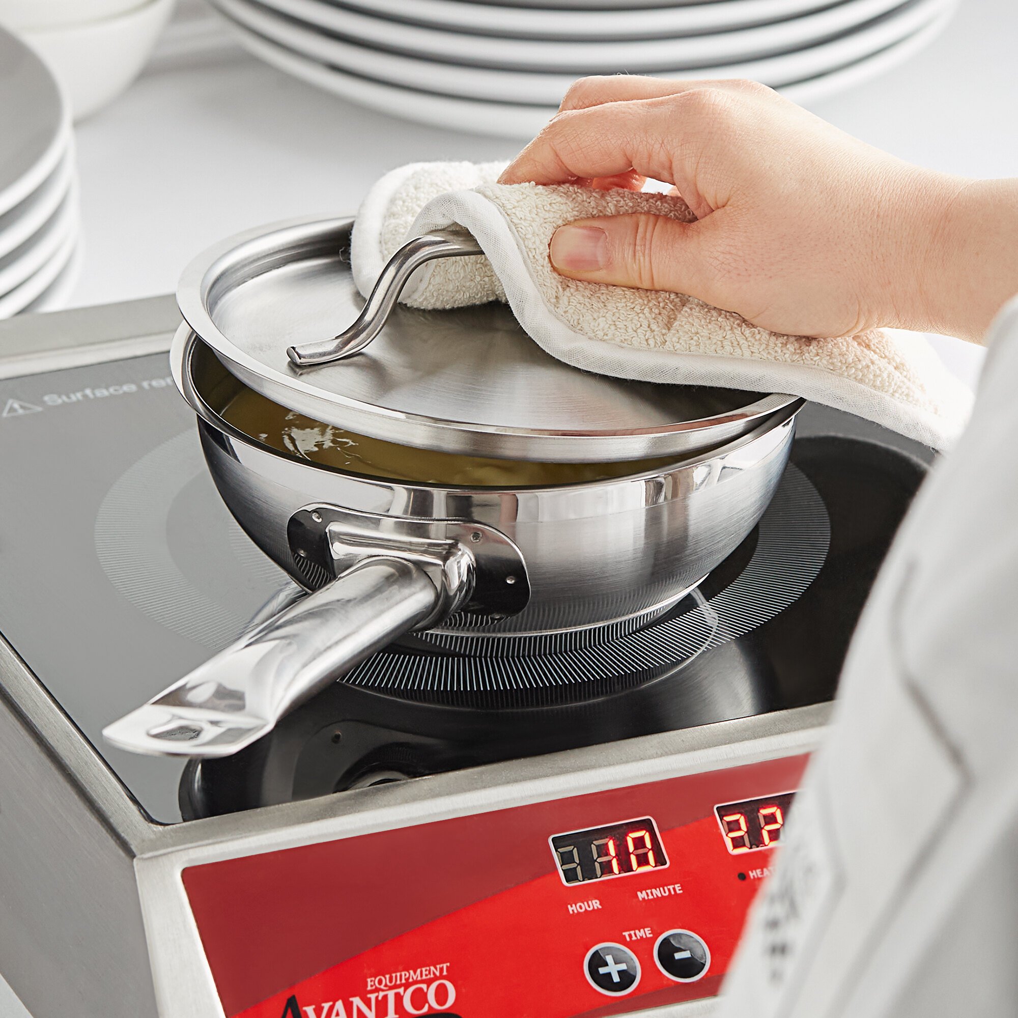 Vigor 1 Qt. Stainless Steel Saucier Pan with AluminumClad Bottom and Cover