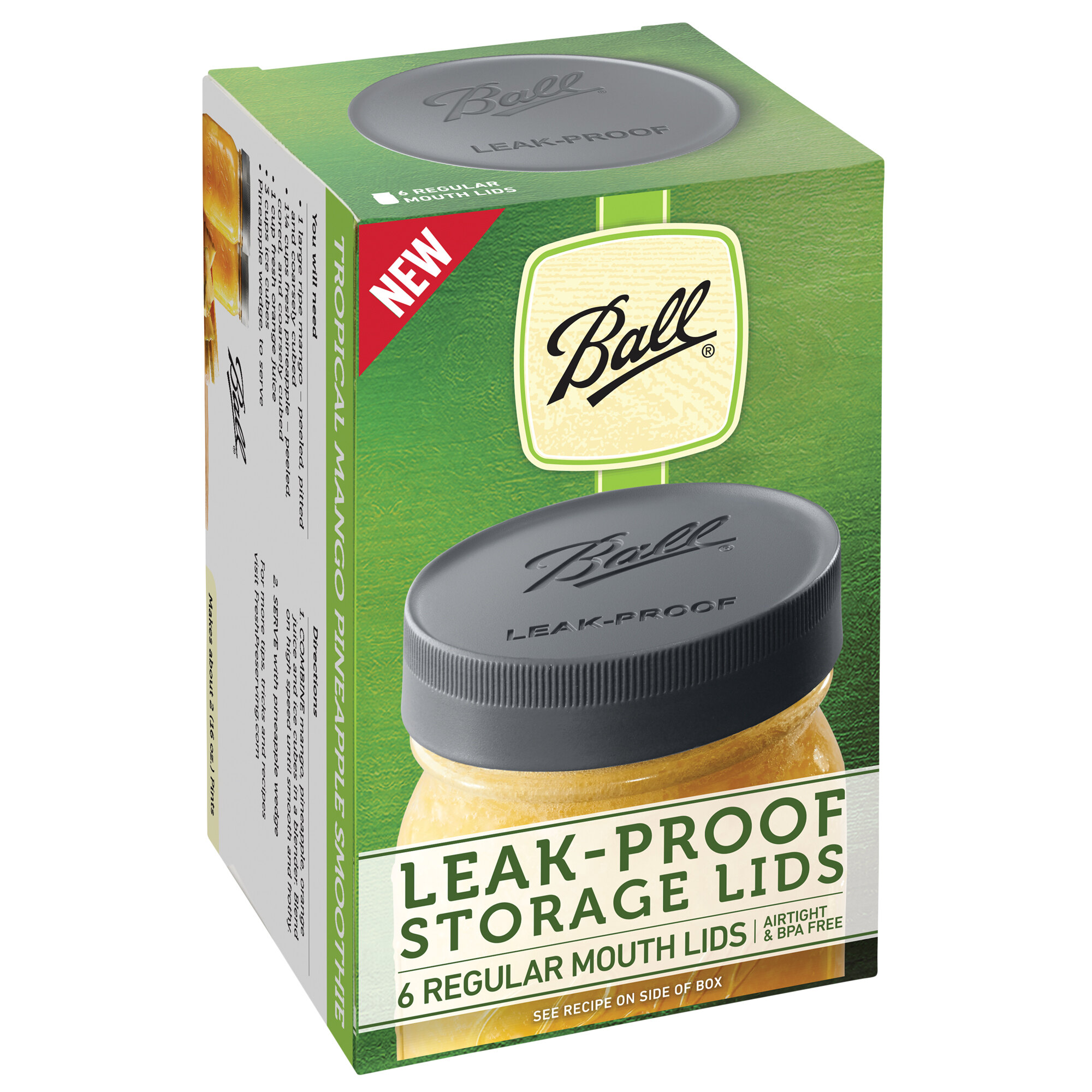 Ball 1440010812 Regular Mouth Black Plastic LeakProof Lids for Canning