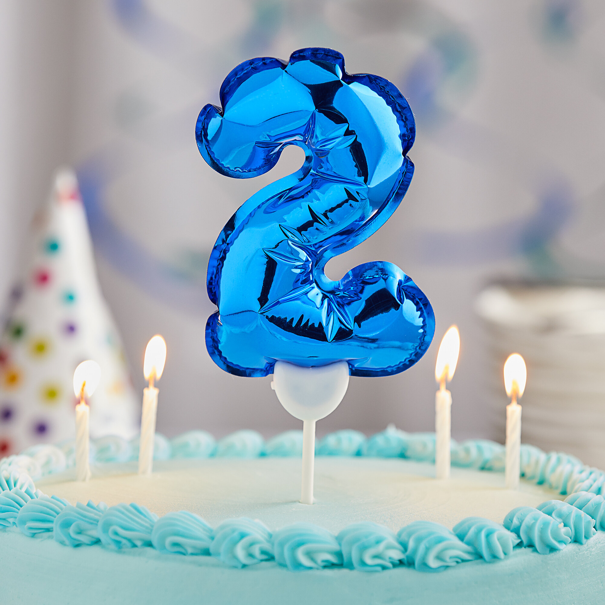Creative Converting 337533 9" Blue "2" Balloon Cake Topper