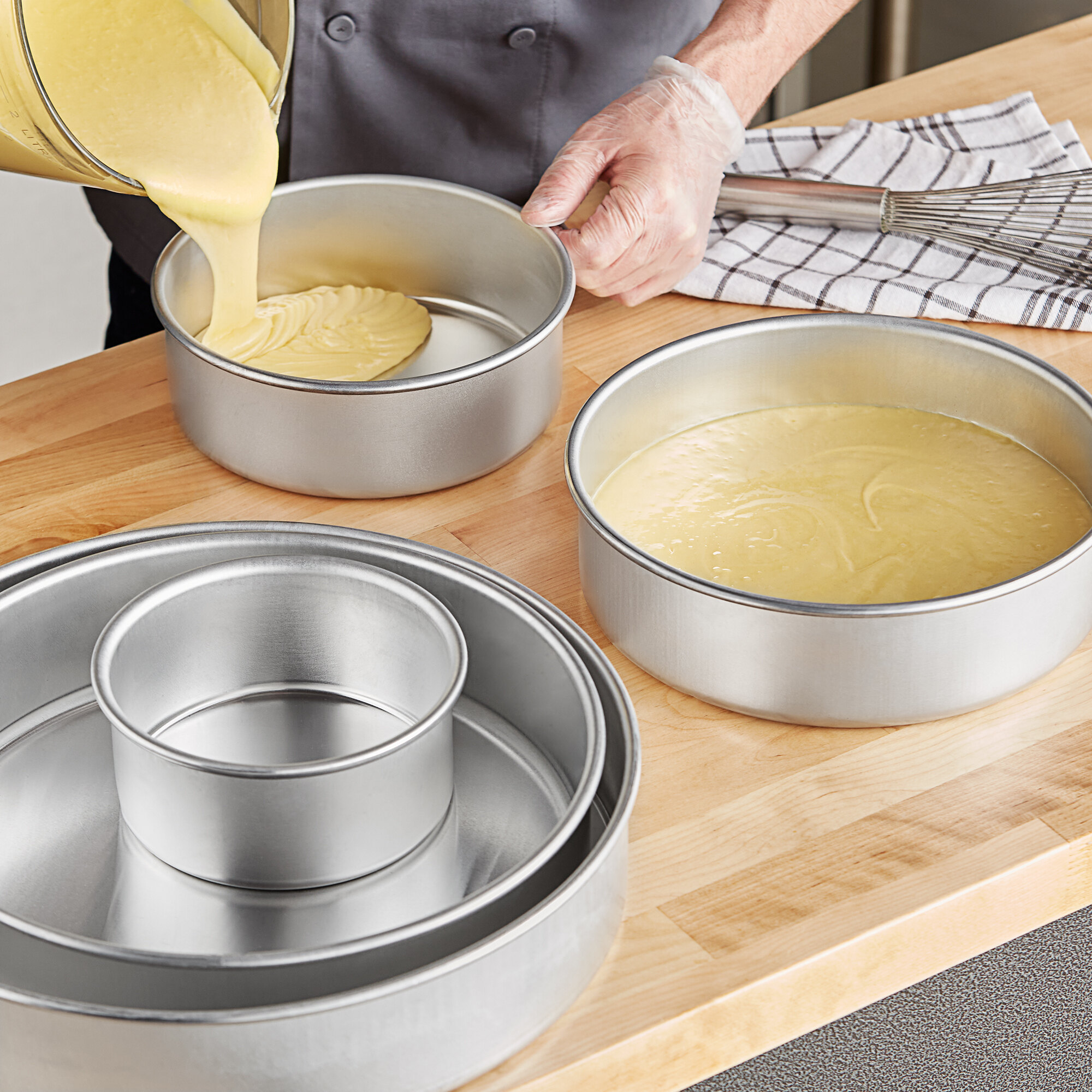 Choice 3" Deep Round Straight Sided Aluminum Cake Pan Set 6", 8", 10