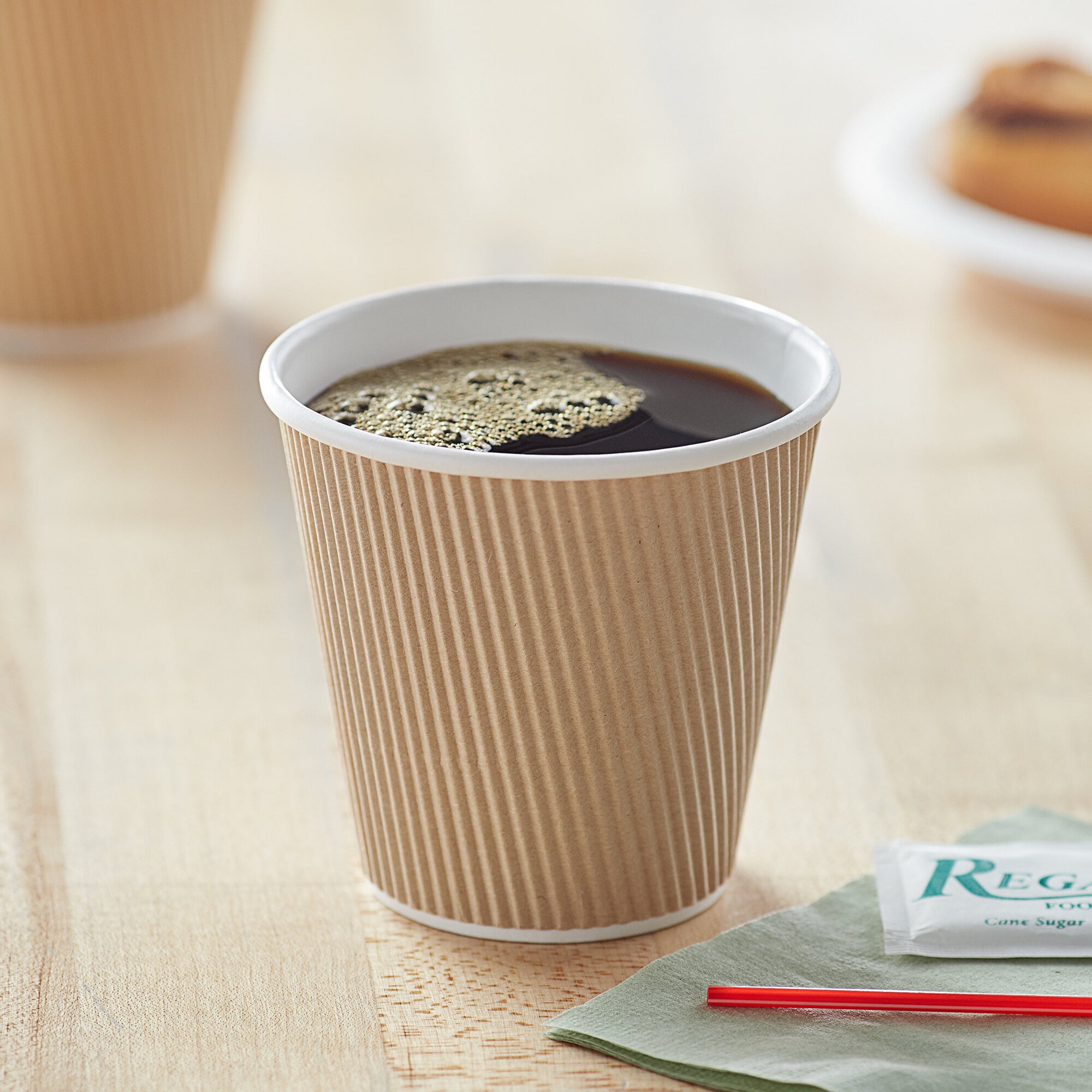 Choice 8 oz. Double Wall Ripple Kraft Paper Hot Cup - 25/Pack