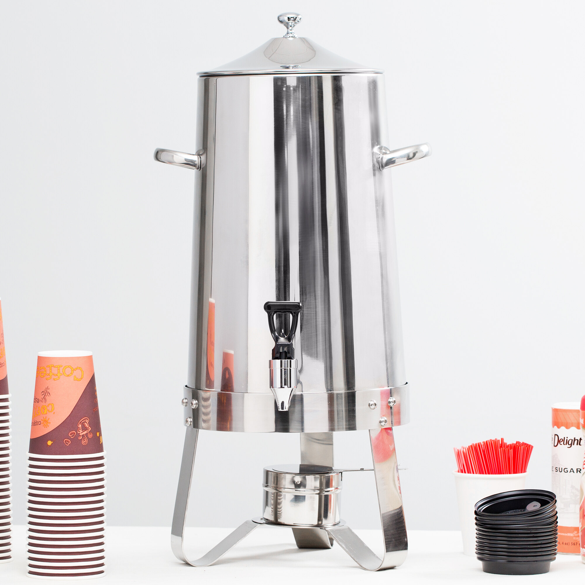 Choice Stainless Steel 64 Cup Coffee Chafer Urn 4 Gallon