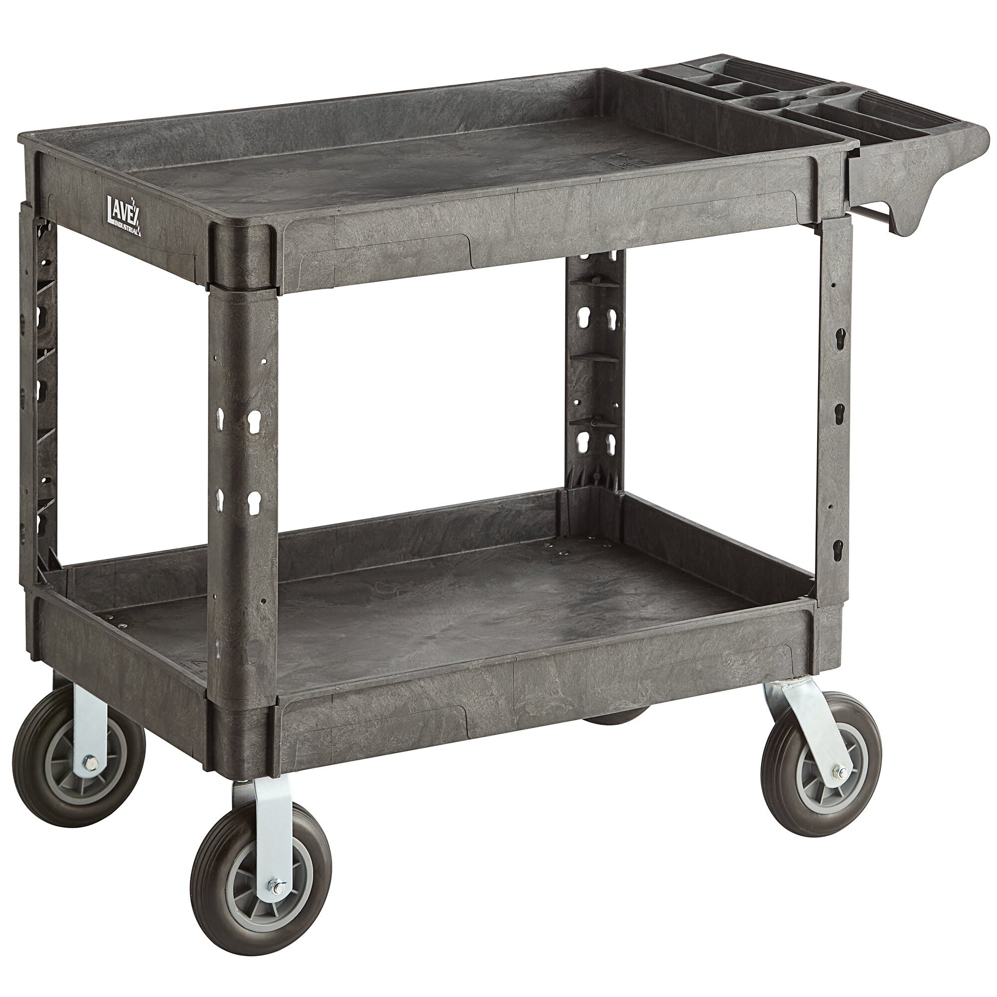 Lavex Industrial Large Black 2-Shelf Utility Cart with Premium Handle ...