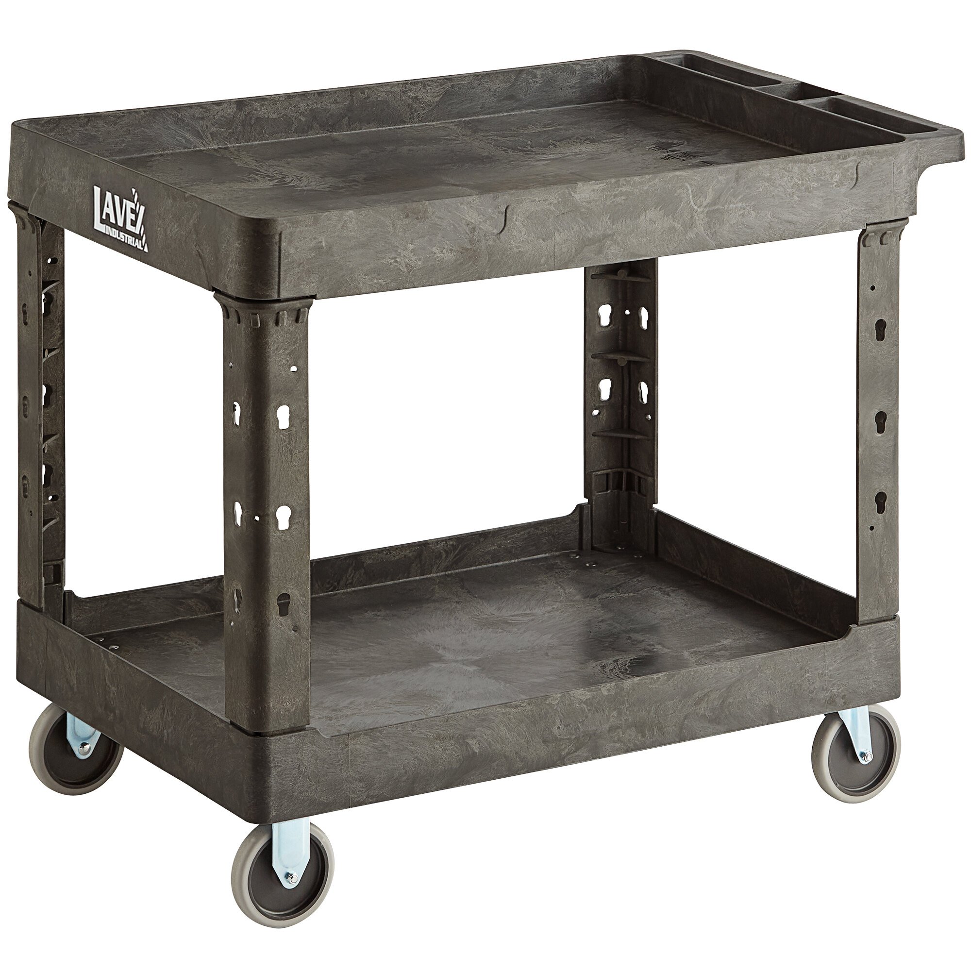 Lavex Industrial Large Black 2-Shelf Utility Cart - 40 3/4