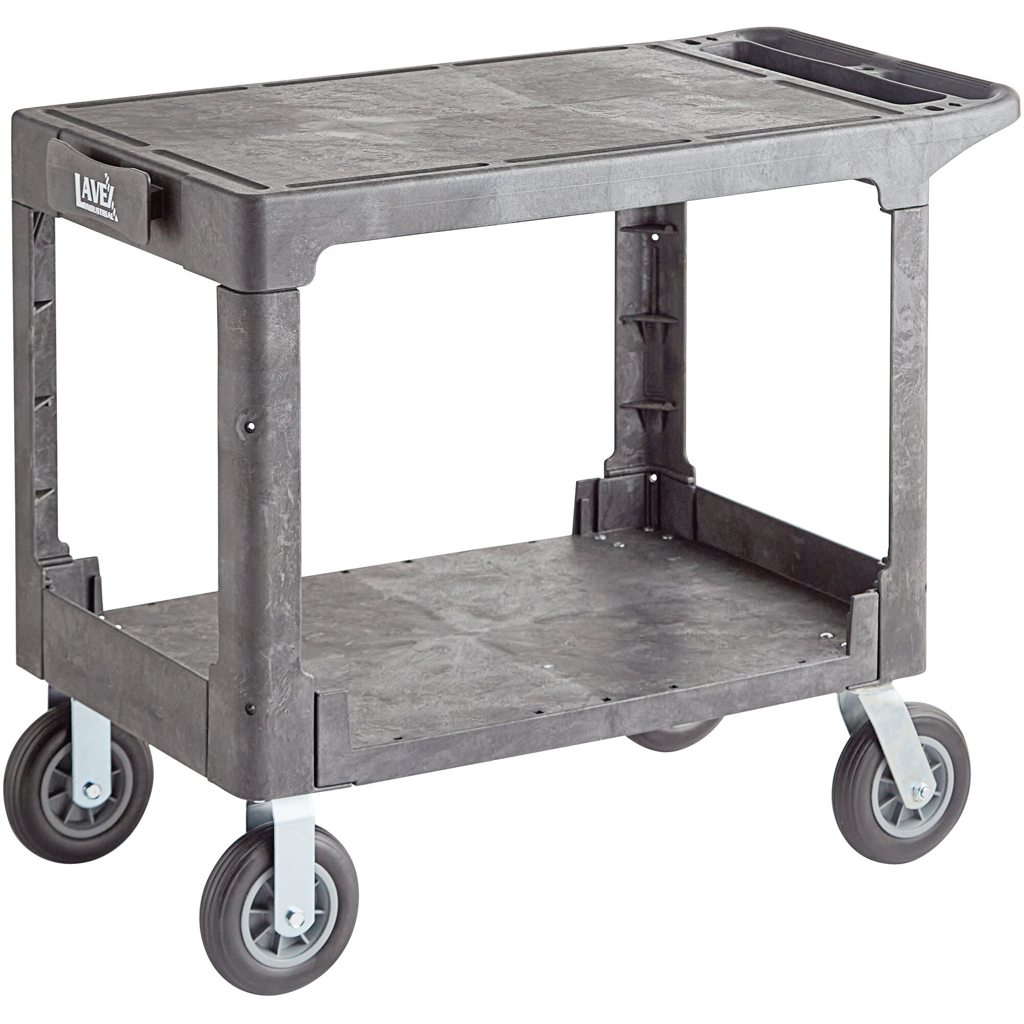 Lavex Industrial Large Gray 2 Shelf Utility Cart With Flat Top Built   2195246 