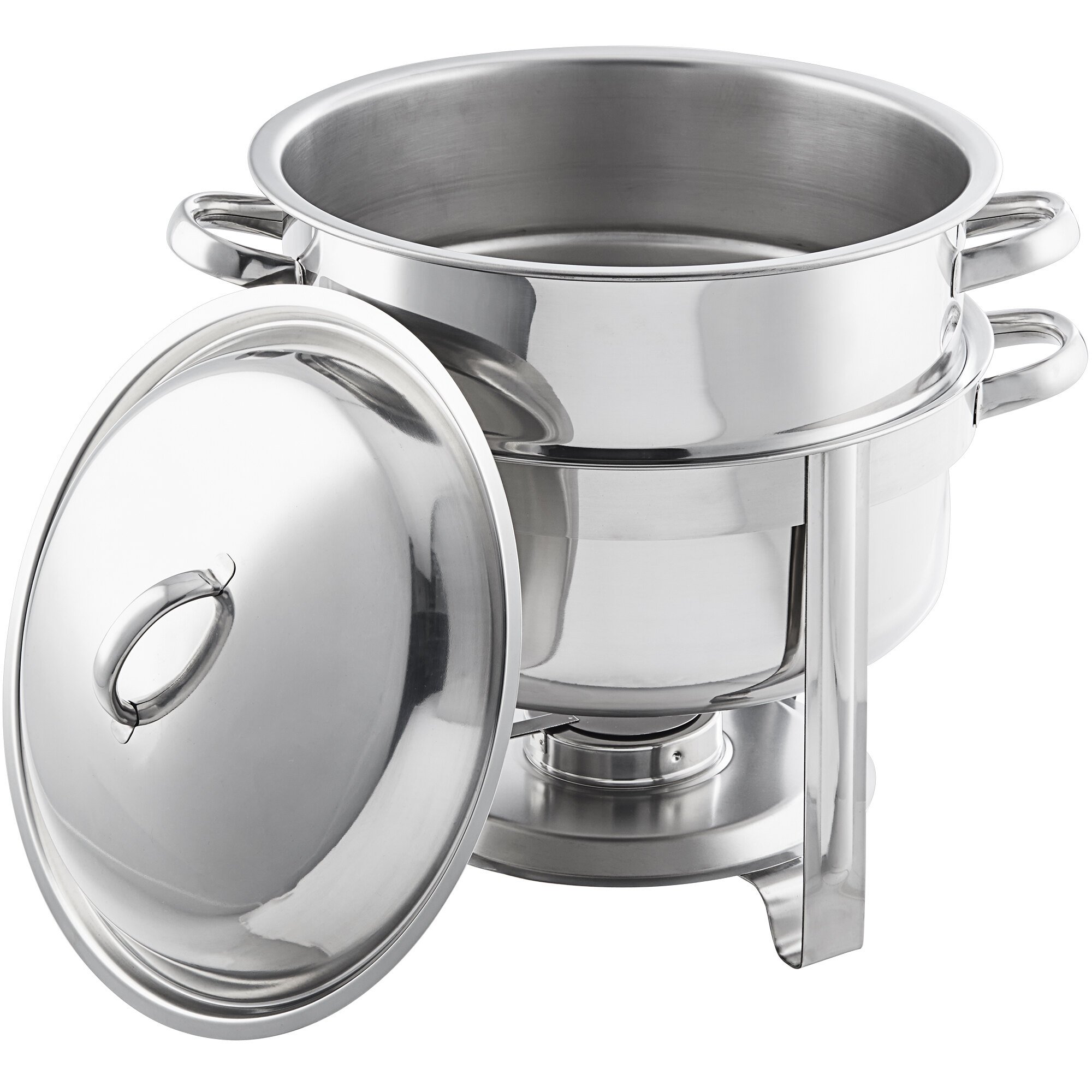 Choice Deluxe 14 Qt. Round Chrome Accent Soup Chafer