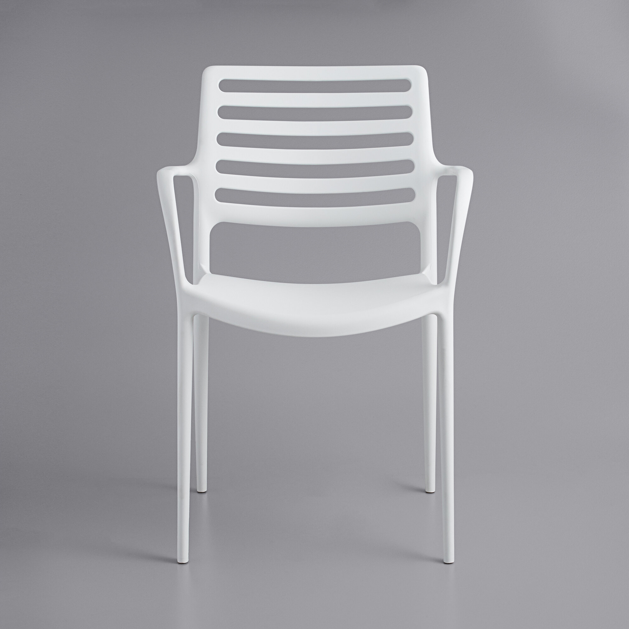 Lancaster Table & Seating Allegro White Stackable Resin Arm Chair