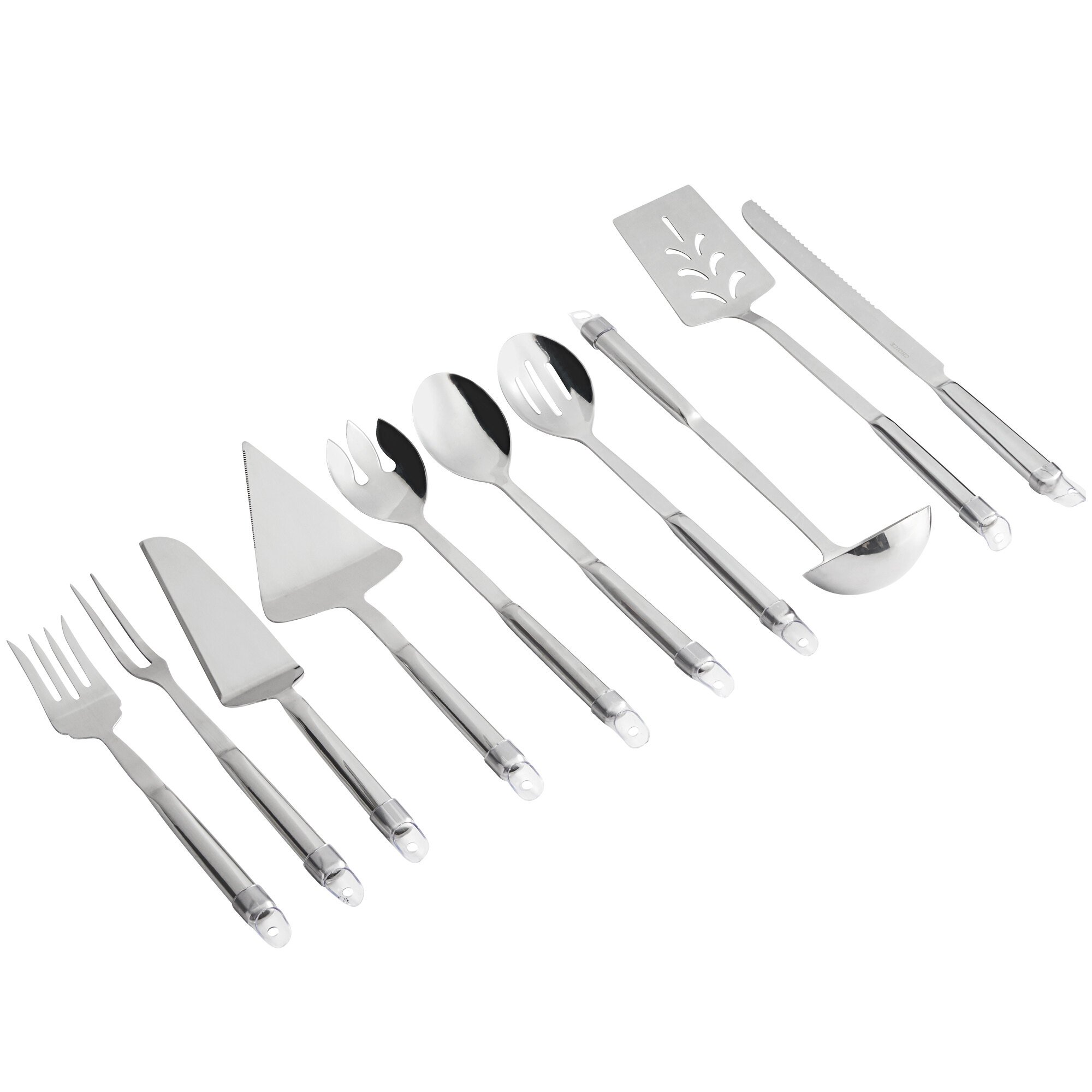 Choice 10-Piece Hollow Stainless Steel Handle Buffet Serving Utensils Set