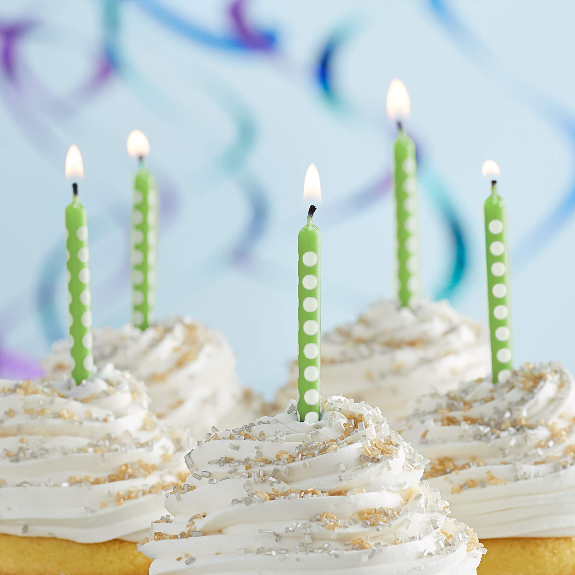 Creative Converting 101140 Fresh Lime Green Candle with White Polka