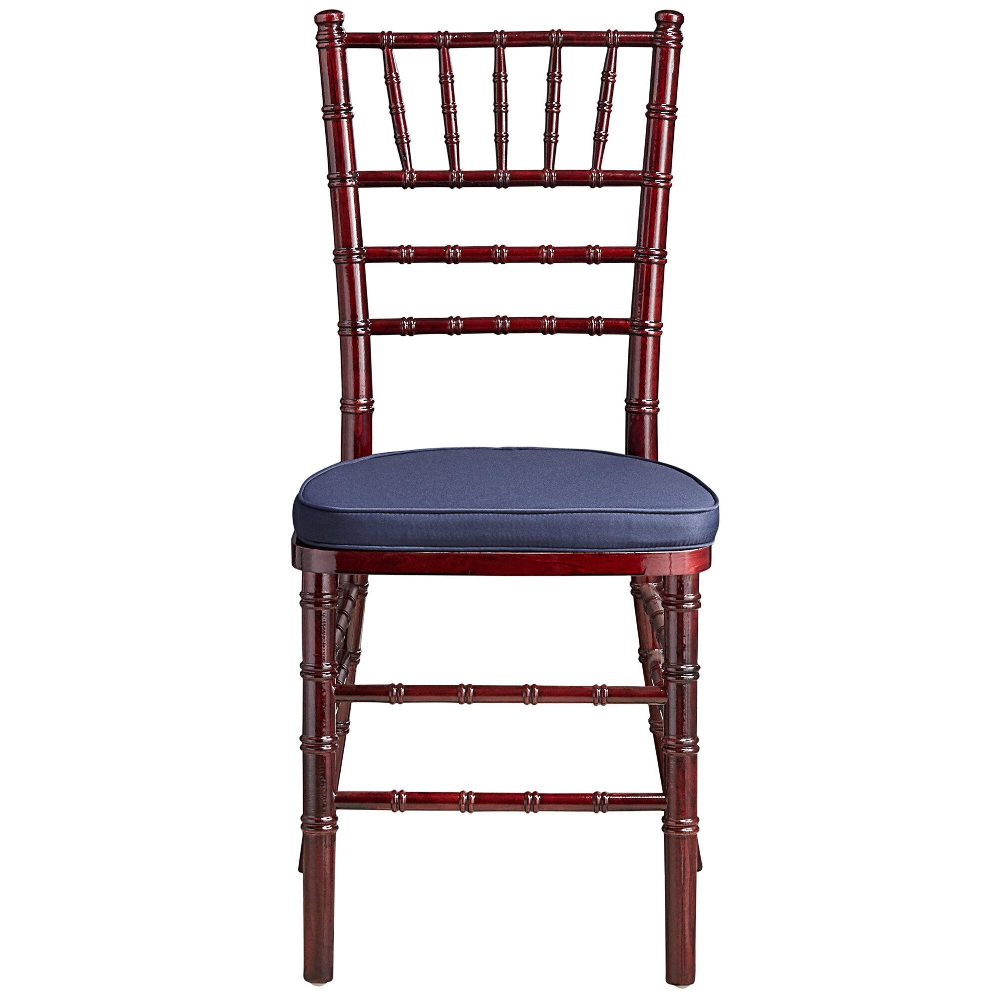 Lancaster Table & Seating Mahogany Chiavari Chair With Navy Blue Cushion