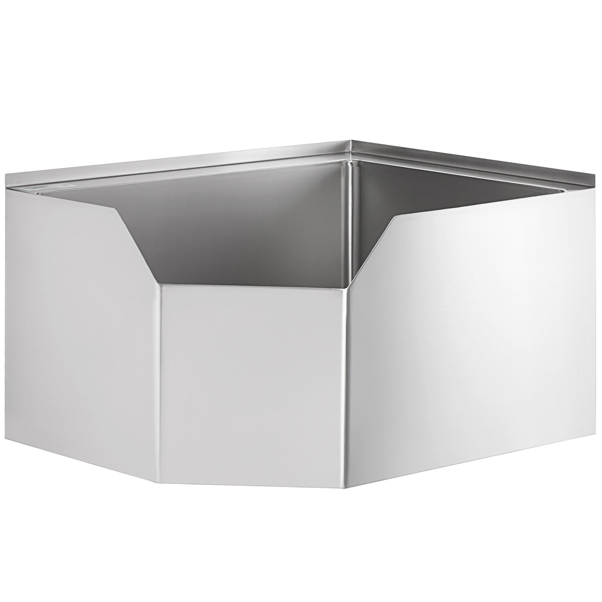 Regency 16Gauge Stainless Steel One Compartment Corner Mop Sink with Notched Front 28" x 20