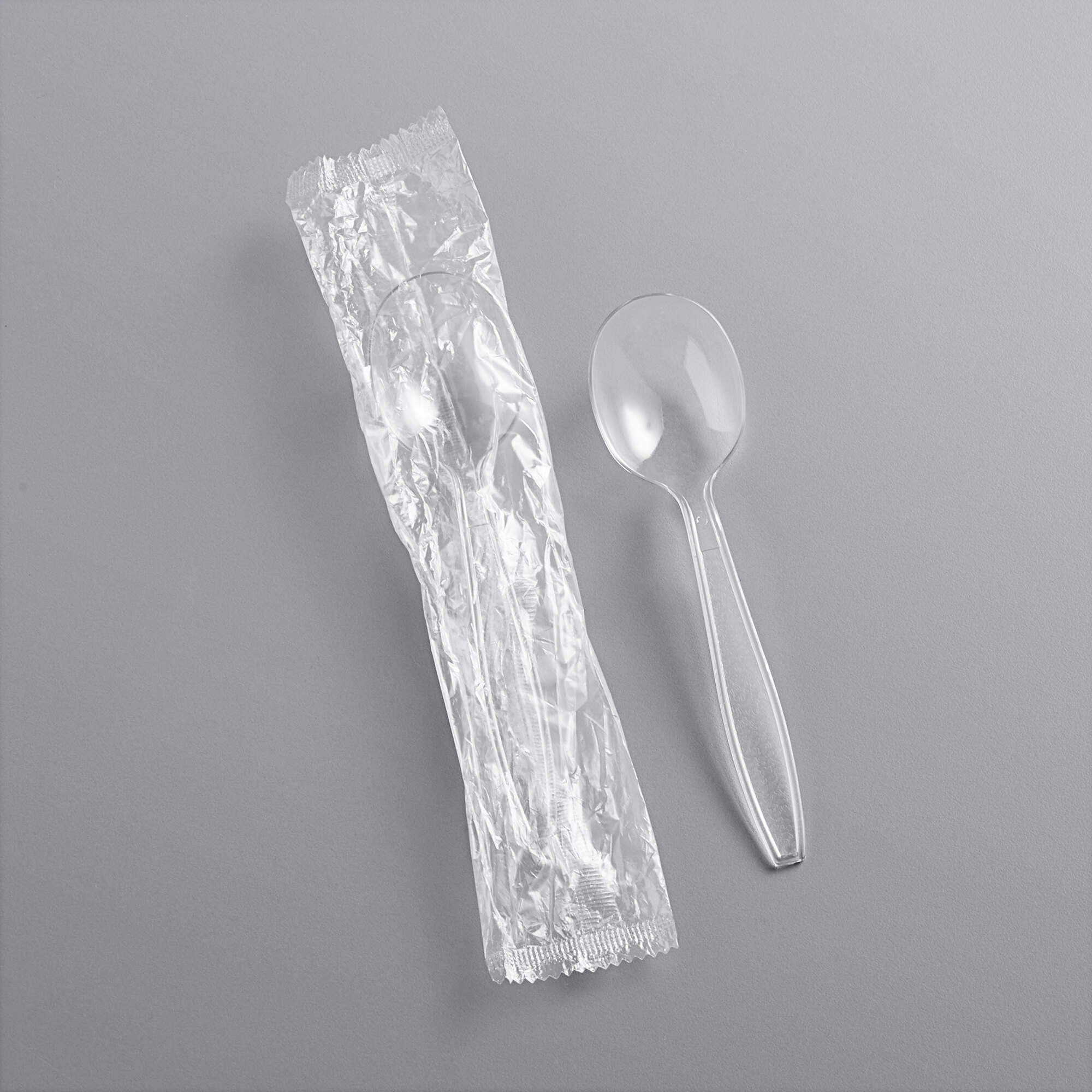 Visions Individually Wrapped Clear Heavy Weight Plastic Soup Spoon