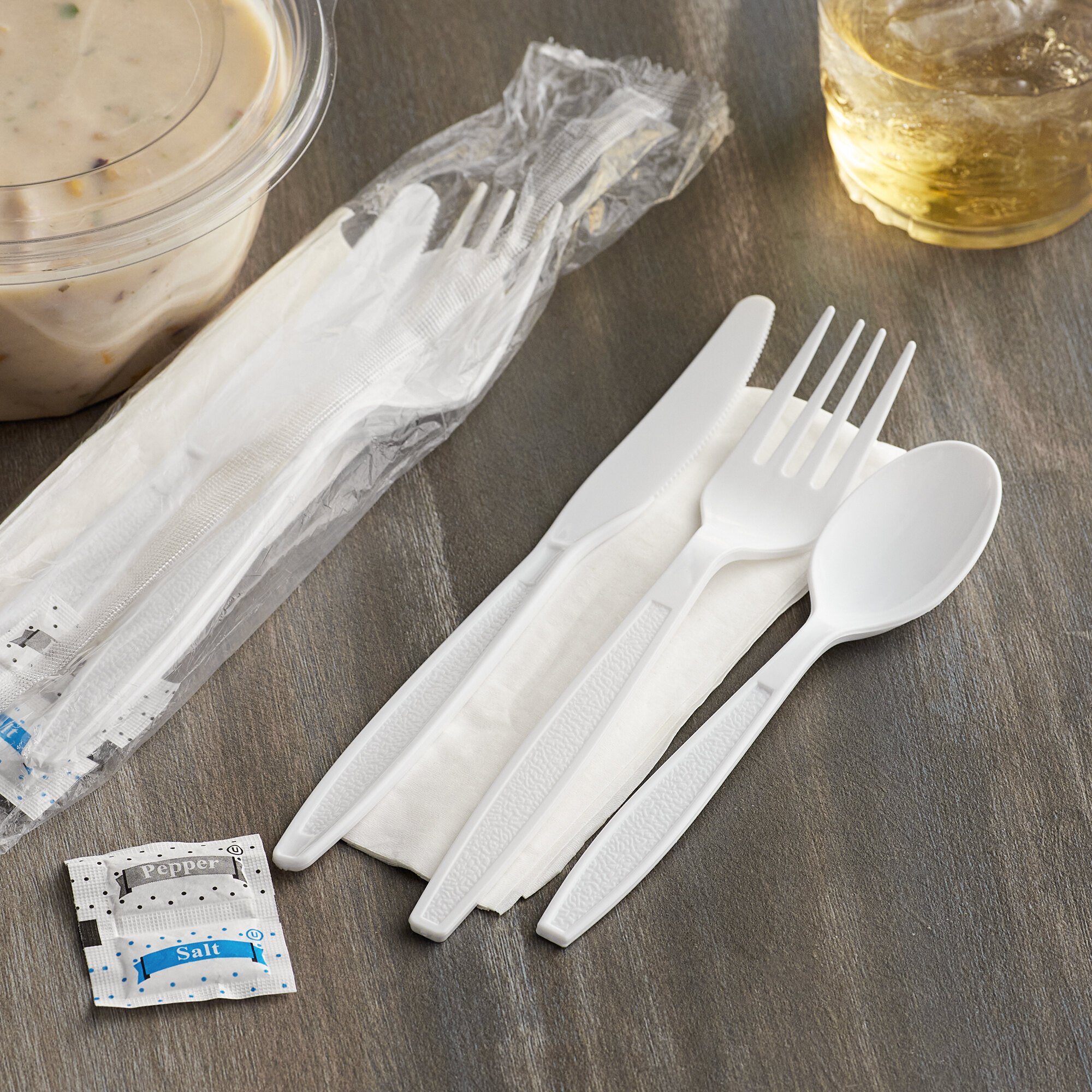 Visions Individually Wrapped Heavy Weight White Plastic Cutlery Pack