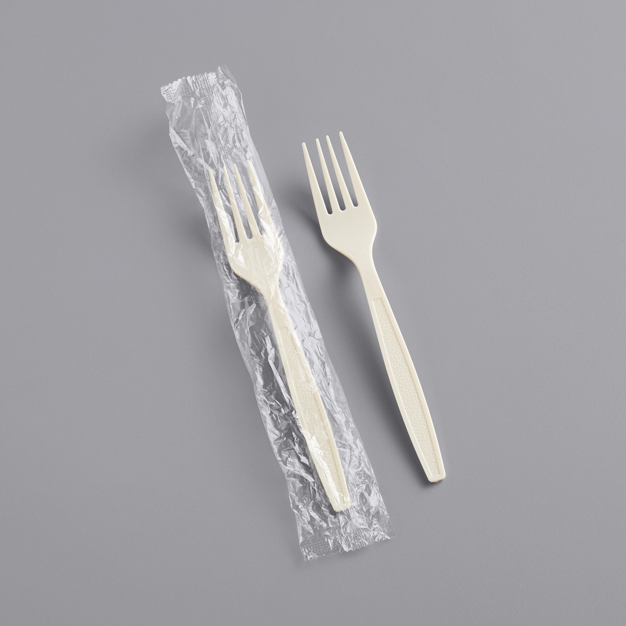 Visions Individually Wrapped Beige Heavy Weight Plastic Fork 1000/Case