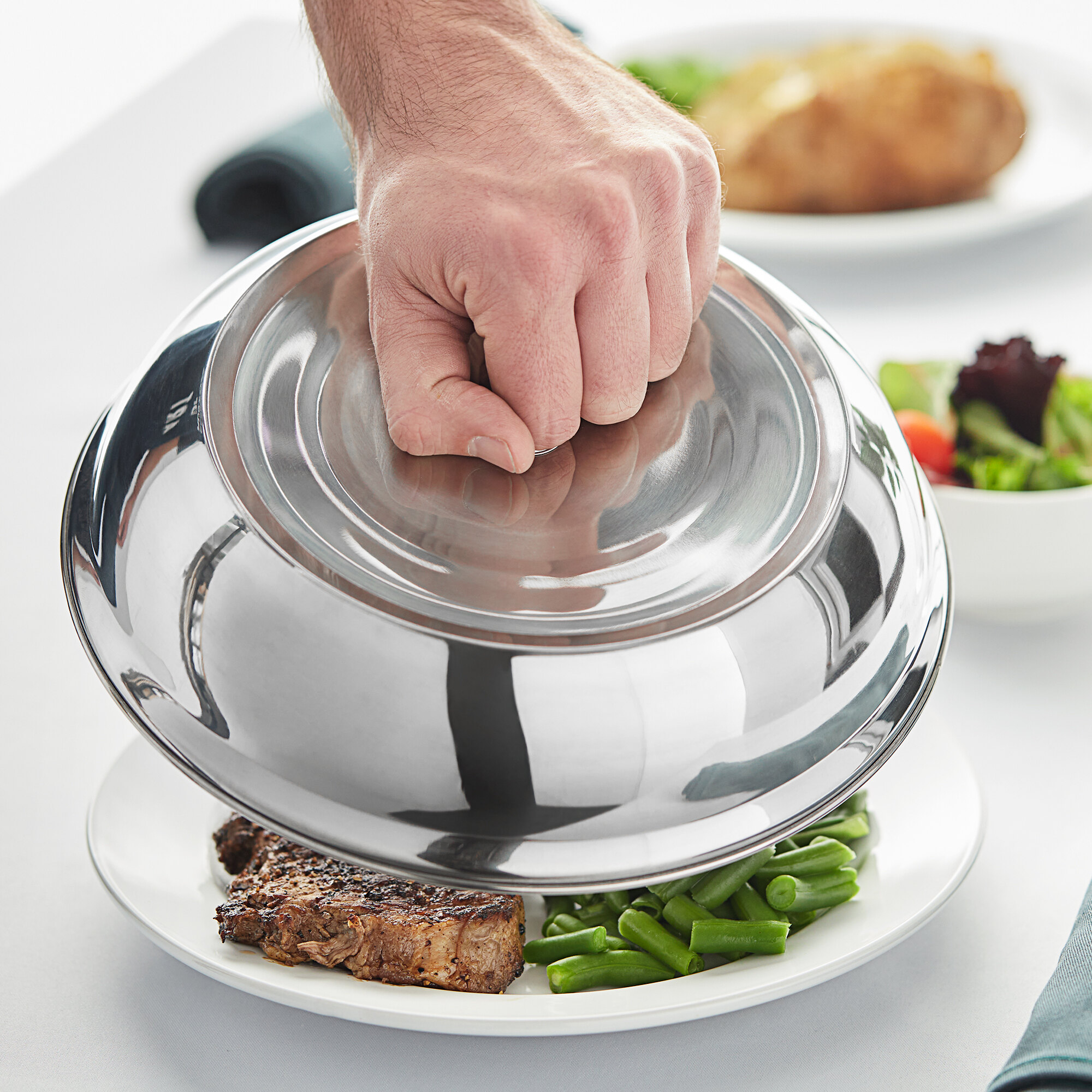 10" to 10 3/8" Round Mirror Finish Stainless Steel Dome Plate Cover